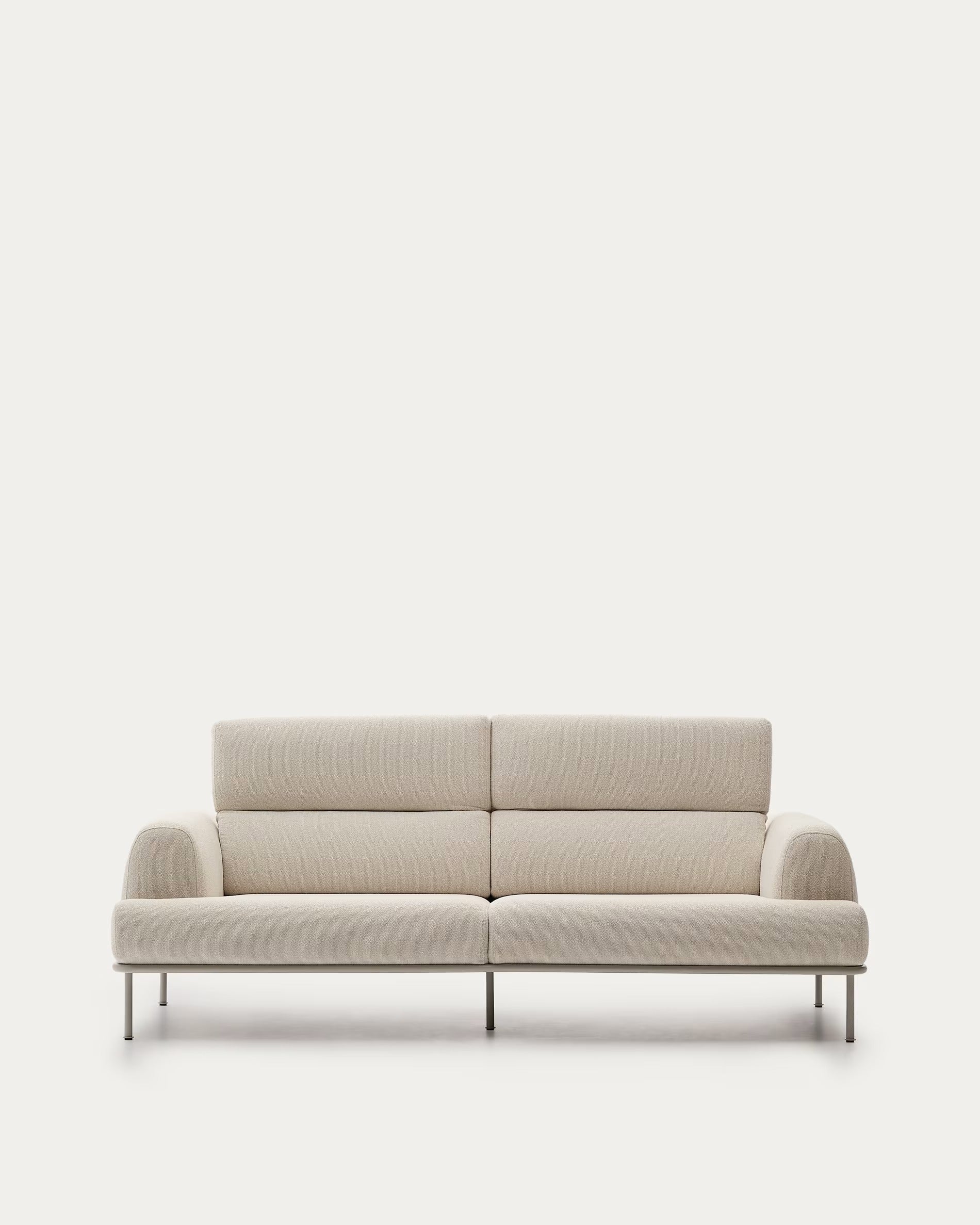 3-seater AURUM ecru chenille sofa with a beige base