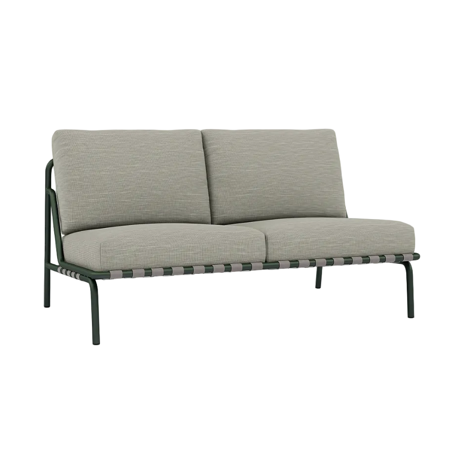 2-Seater Outdoor Sofa SETTLE Gray with Green Base [Amelia]