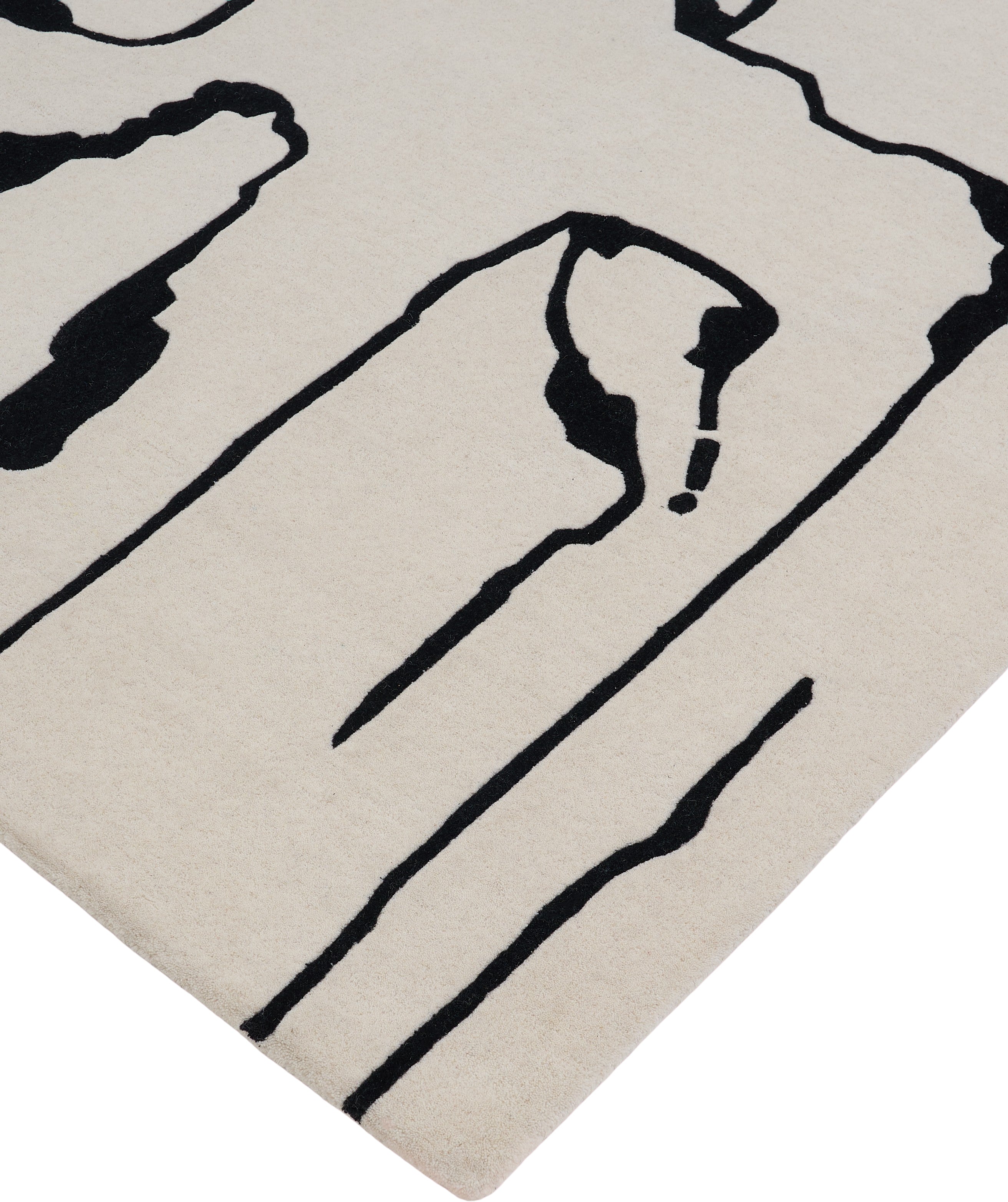 CANYON SHAPES Beige Rug with Black