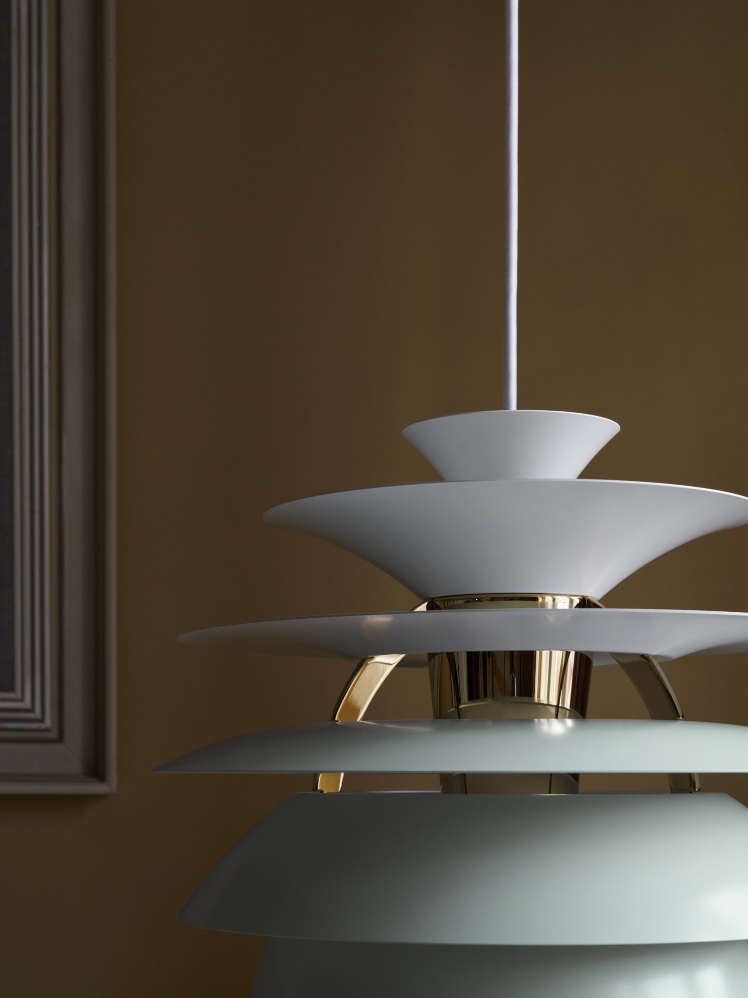 PH SNOWBALL pendant lamp dirty green with brass finish