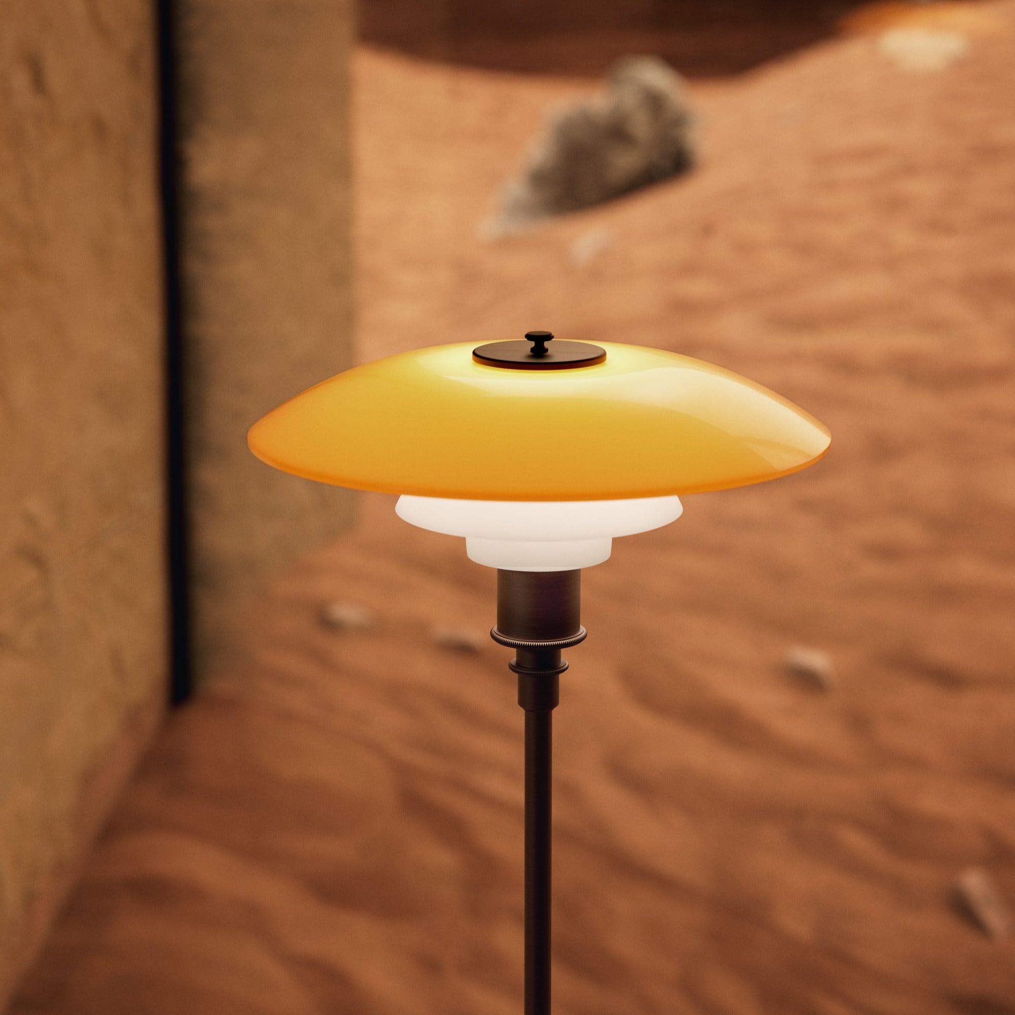 Stolová lampa PH 3/2 - edícia storočia biela s oranžovou a hnedou základňou
