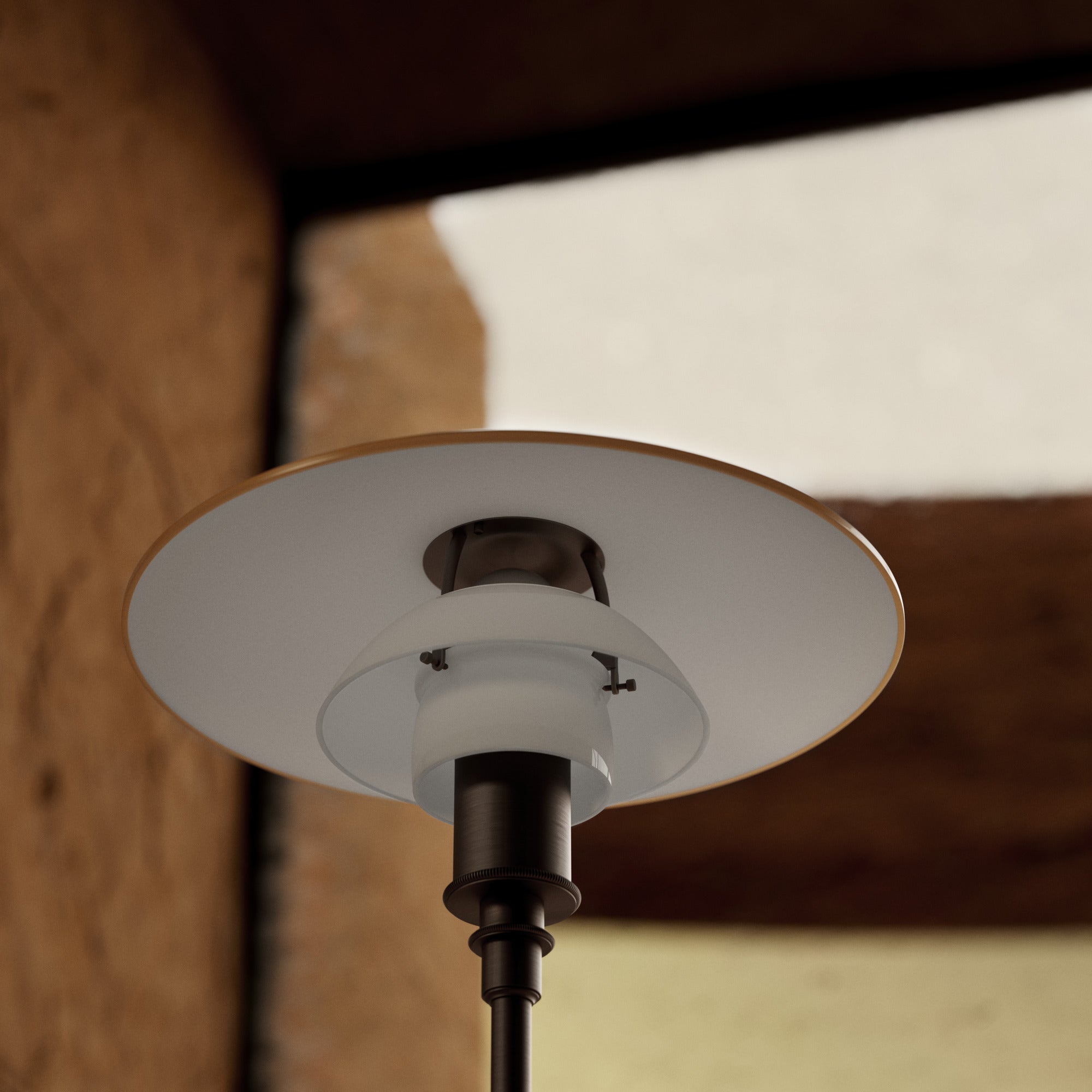Stolová lampa PH 3/2 - edícia storočia biela s oranžovou a hnedou základňou