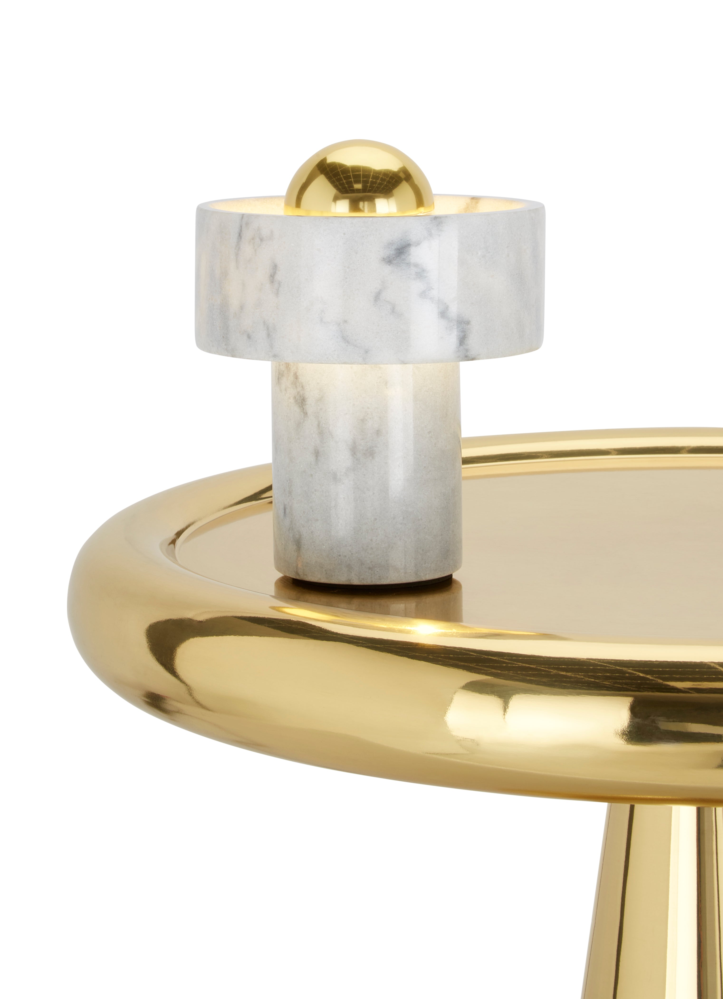 Portable lamp stone marble with golden finish