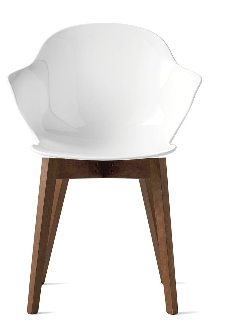 Stolička SAINT TROPEZ s bielym sedadlom a tmavým dreveným podstavcom