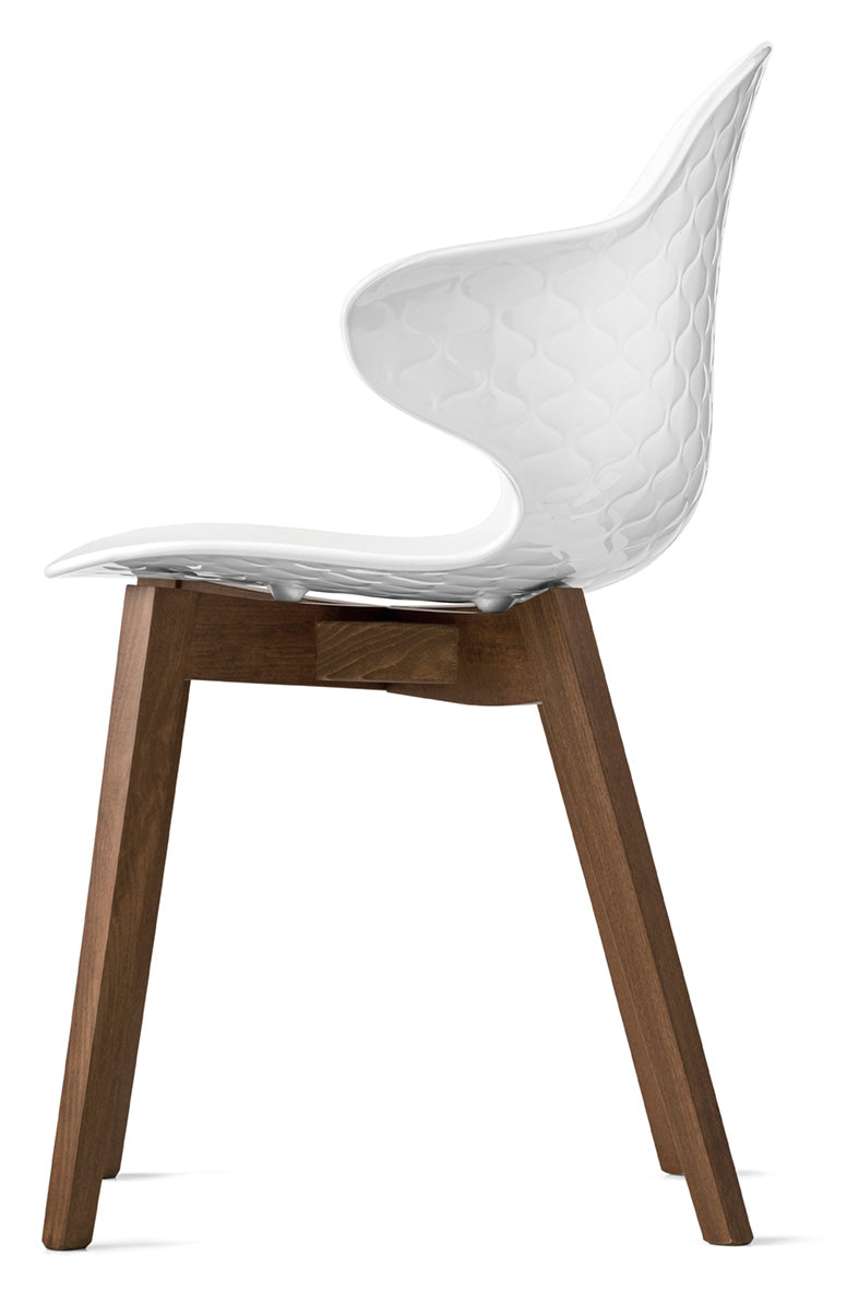 Stolička SAINT TROPEZ s bielym sedadlom a tmavým dreveným podstavcom