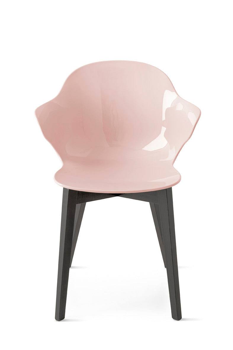 SAINT TROPEZ chair with a pink seat and graphite wooden base