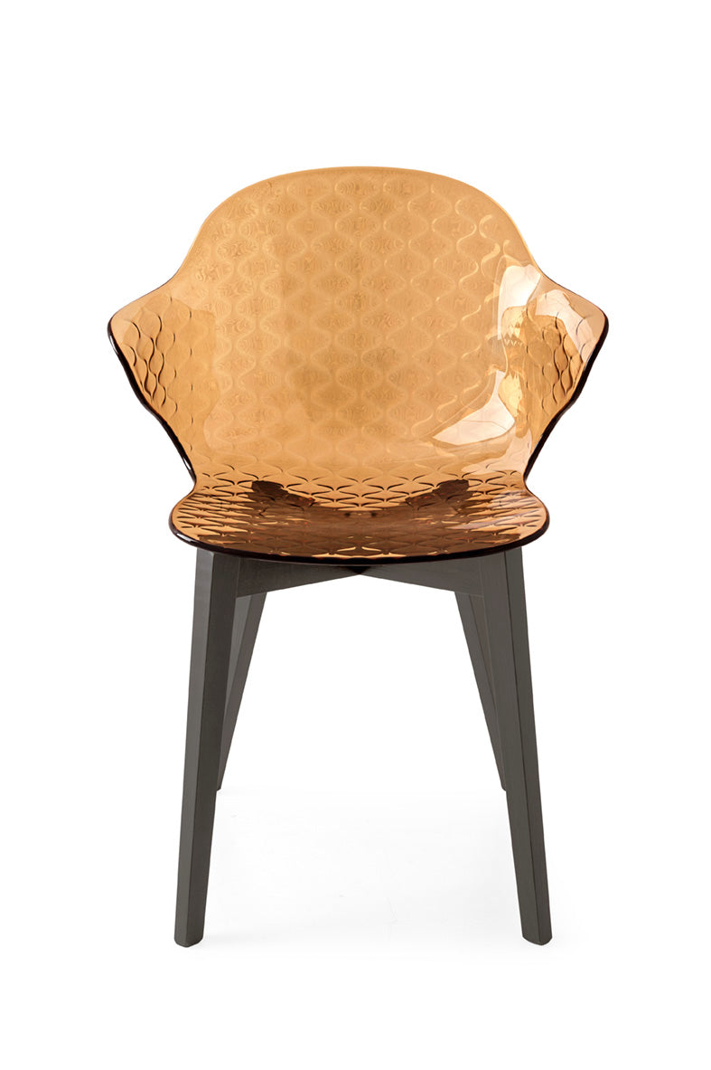 Stolička SAINT TROPEZ hnedé sedadlo s grafitovou drevenou základňou