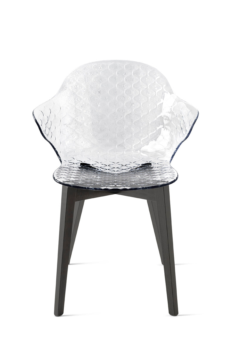 SAINT TROPEZ chair with a transparent seat and graphite wooden base