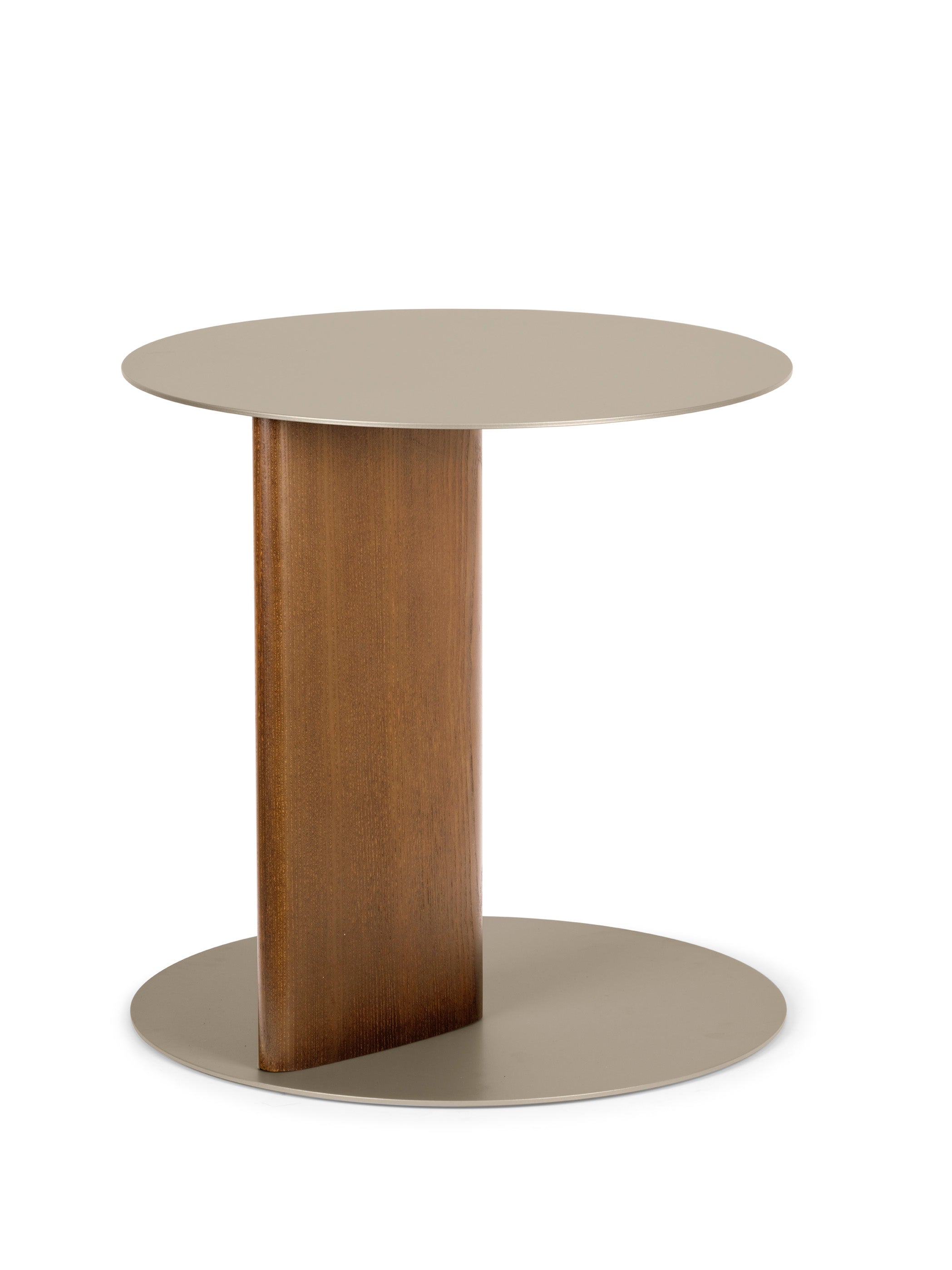 Bočný stolík SANDY s krémovou doskou a orechovým podstavcom