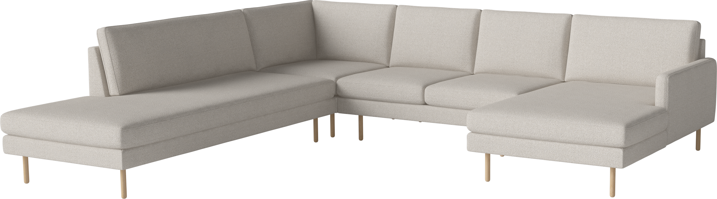 Rohová sedačka v tvare písmena U ľavostranná SCANDINAVIA REMIX s bieleným podstavcom