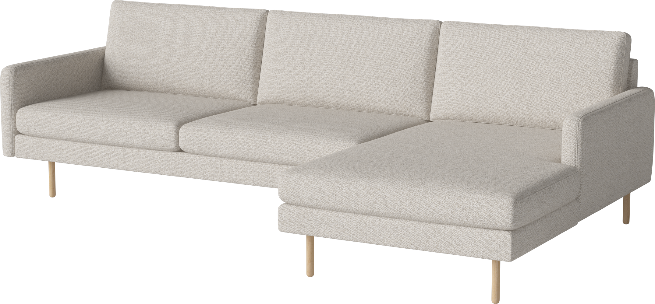 Pravostranný rohový gauč SCANDINAVIA REMIX s bieleným podstavcom