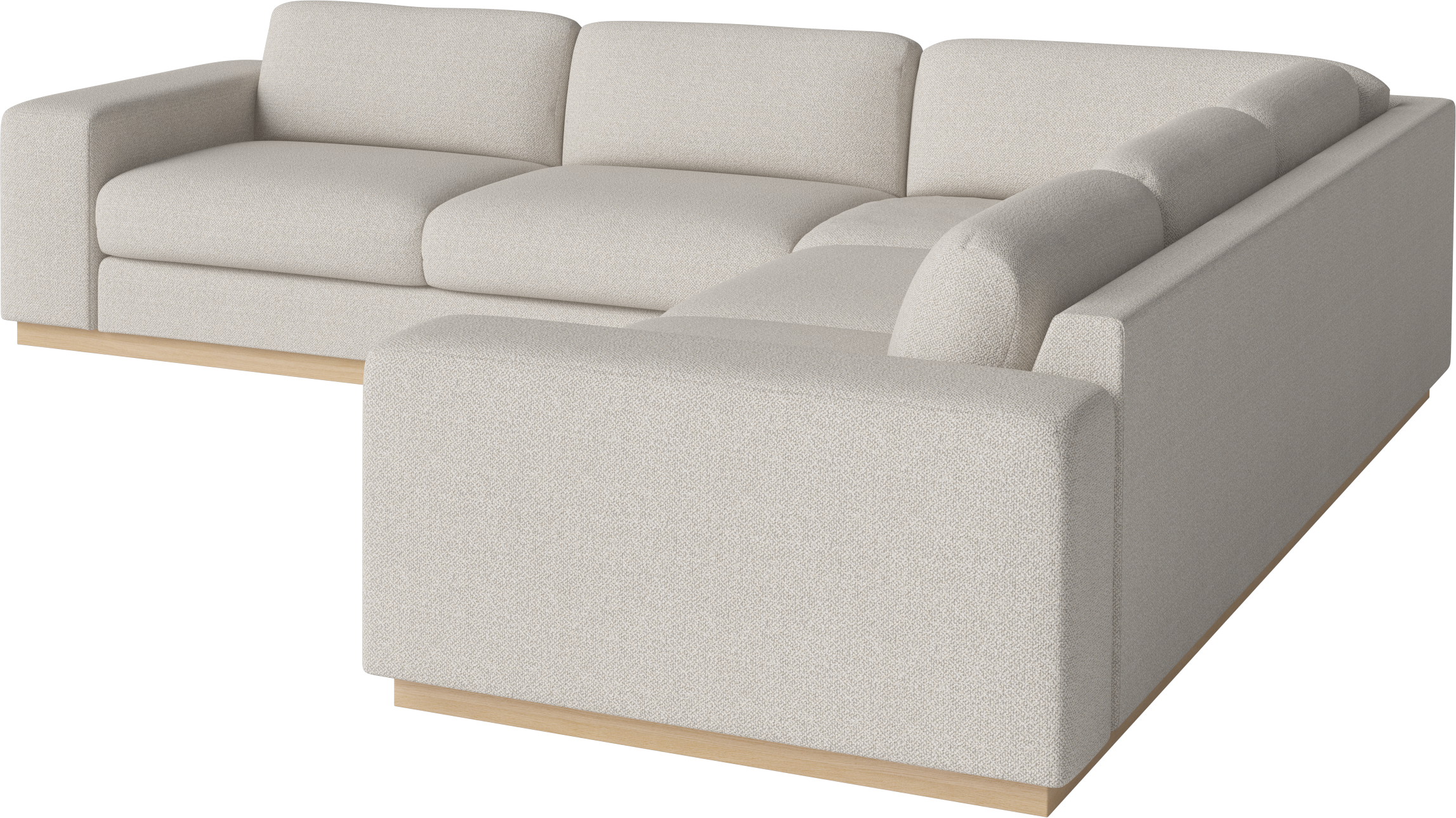 Symetrický rohový gauč SEPIA s podstavou z bieleného dubového dreva