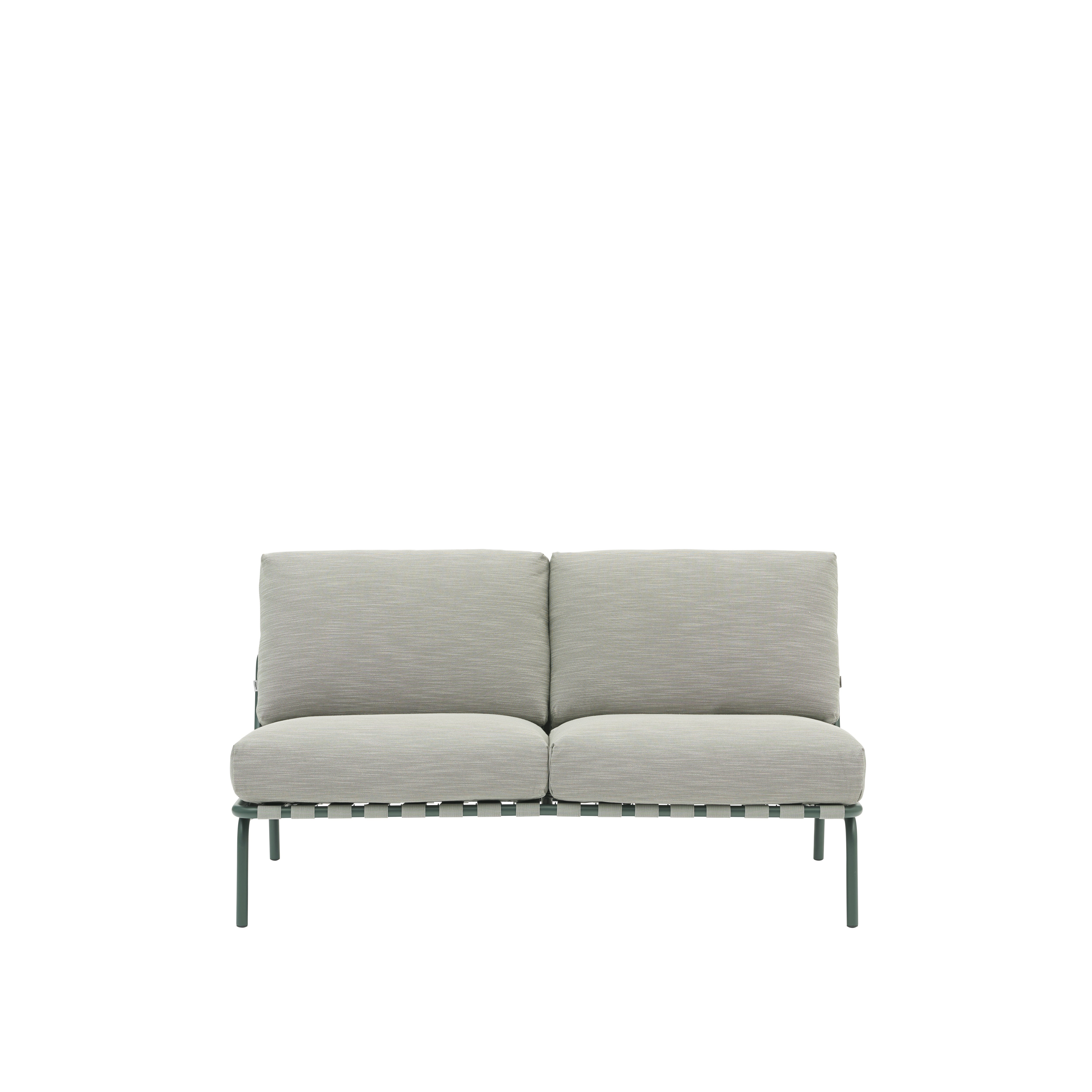 2-Seater Outdoor Sofa SETTLE Gray with Green Base [Amelia]