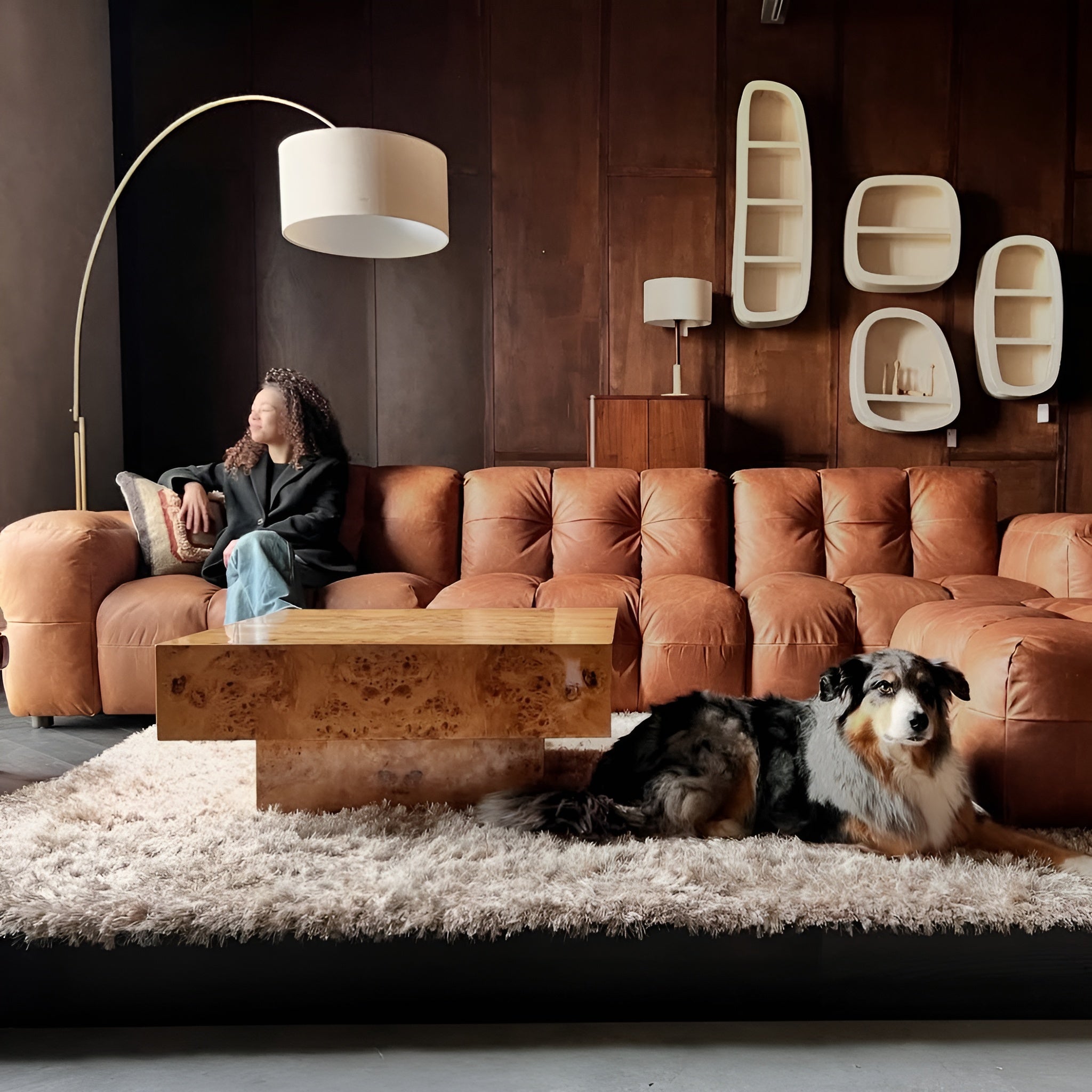 Pohovka 4,5-osobová HACKMAN z koňakovej kože