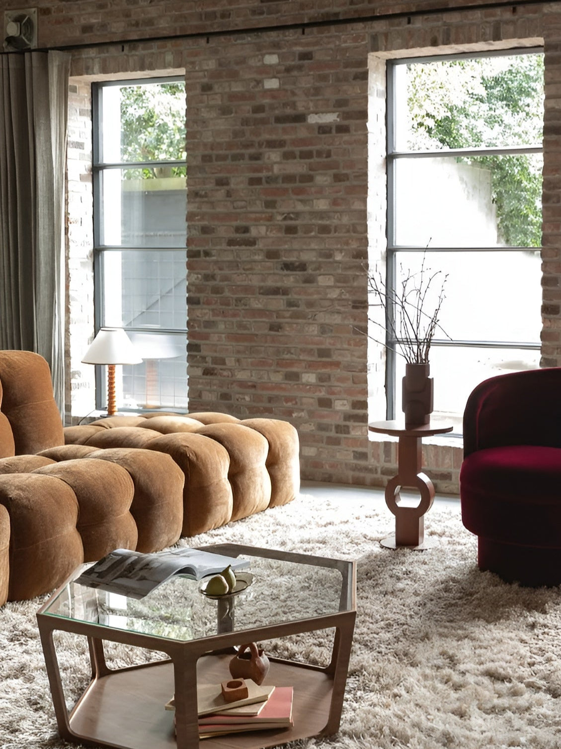 Hackman Puff in Cognac Velvet