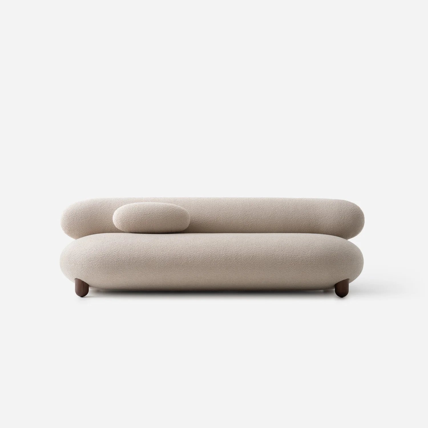Upholstered FLOCK sofa with a wooden base