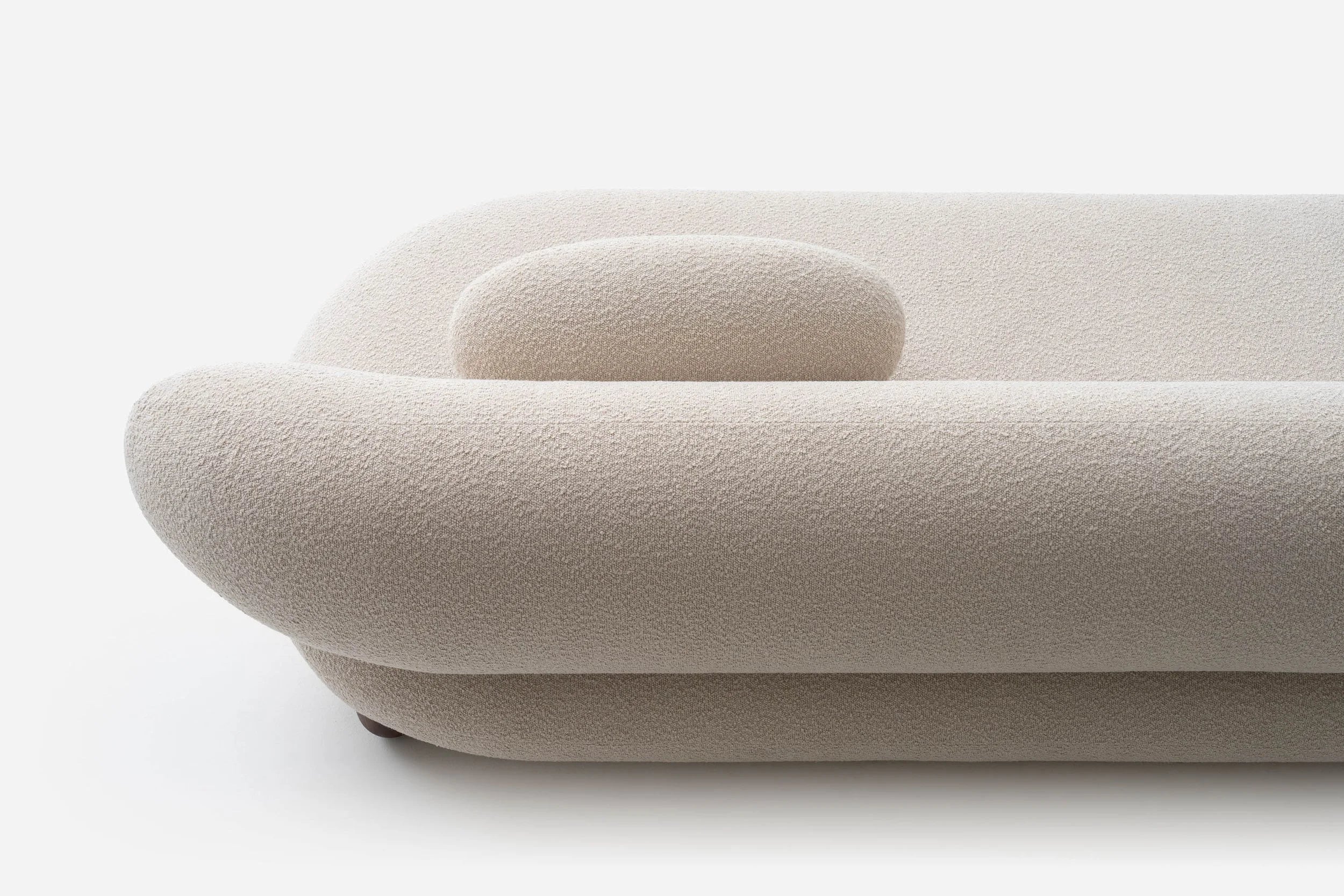 Upholstered FLOCK sofa with a wooden base