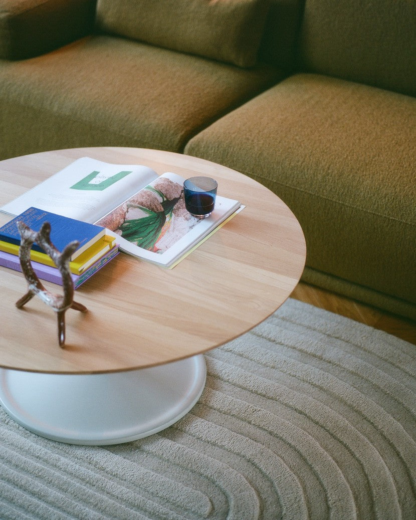 SOFT coffee table in oak wood with a light gray base