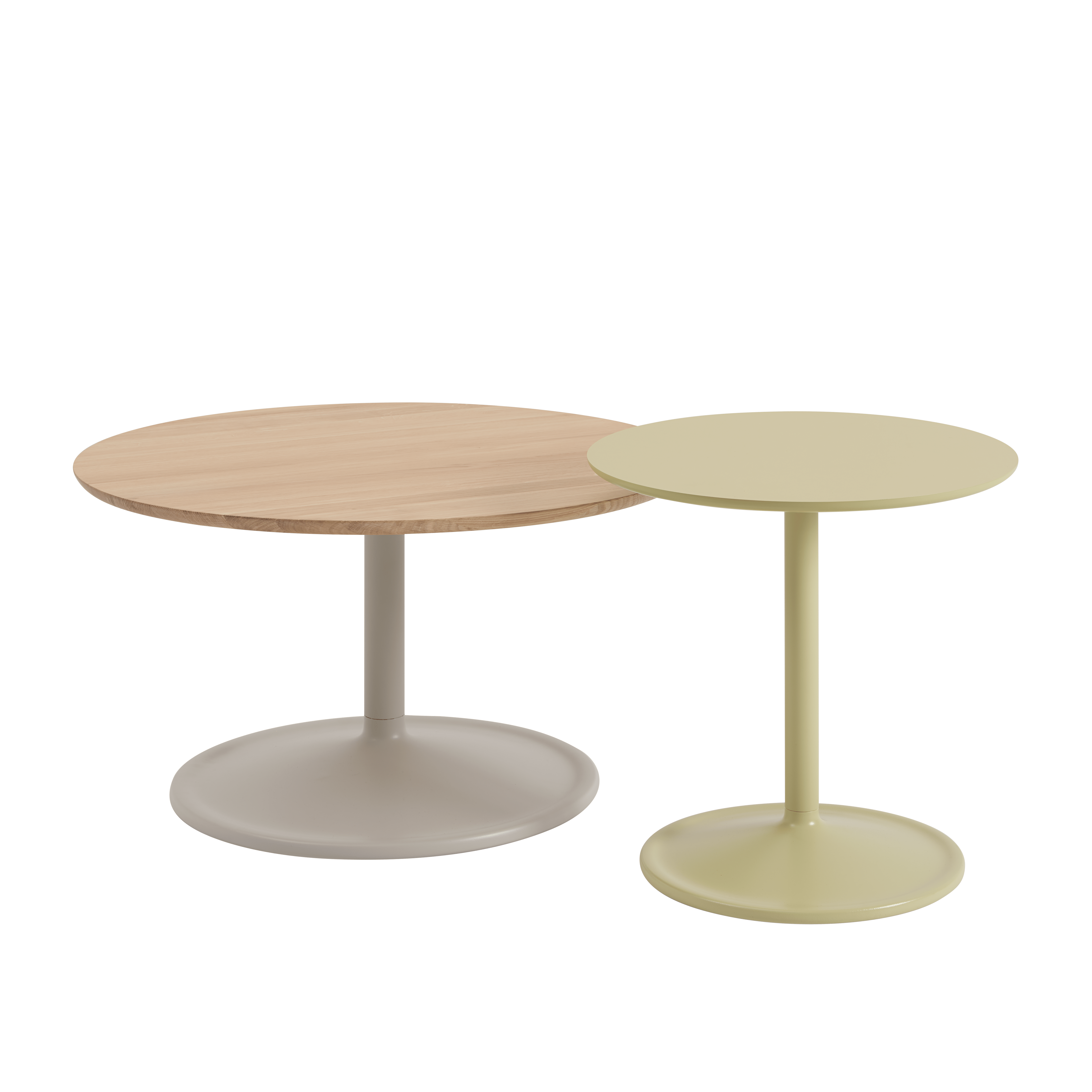 SOFT Side Table in Oak Wood with Light Gray Base