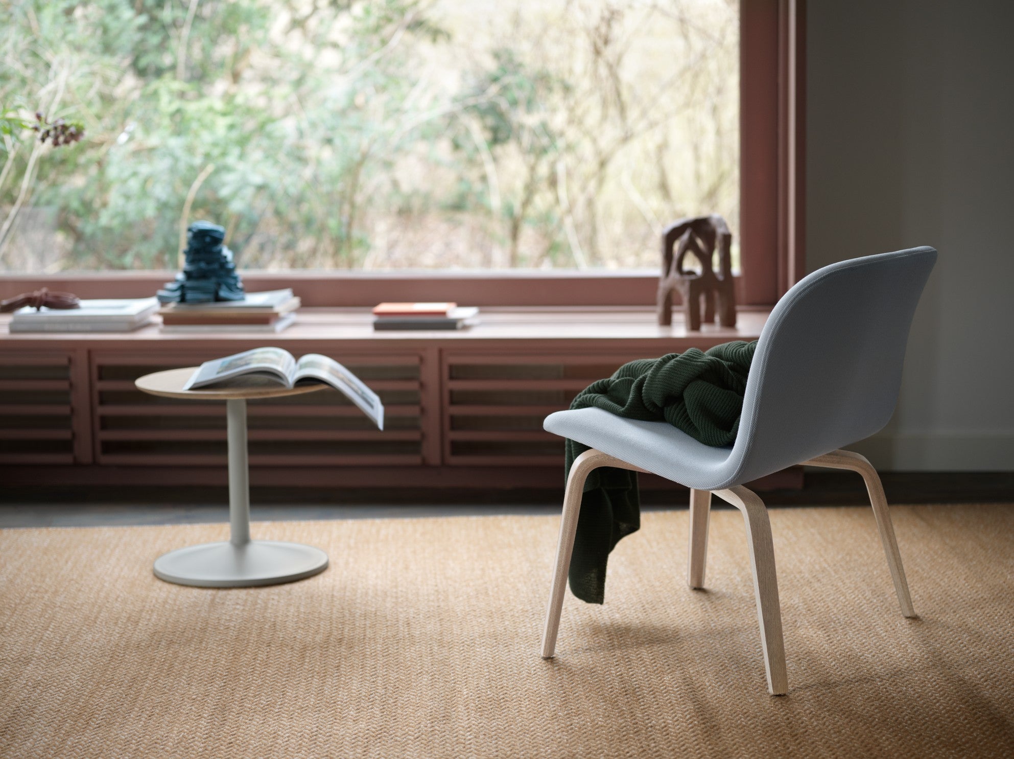 SOFT Side Table in Oak Wood with Light Gray Base