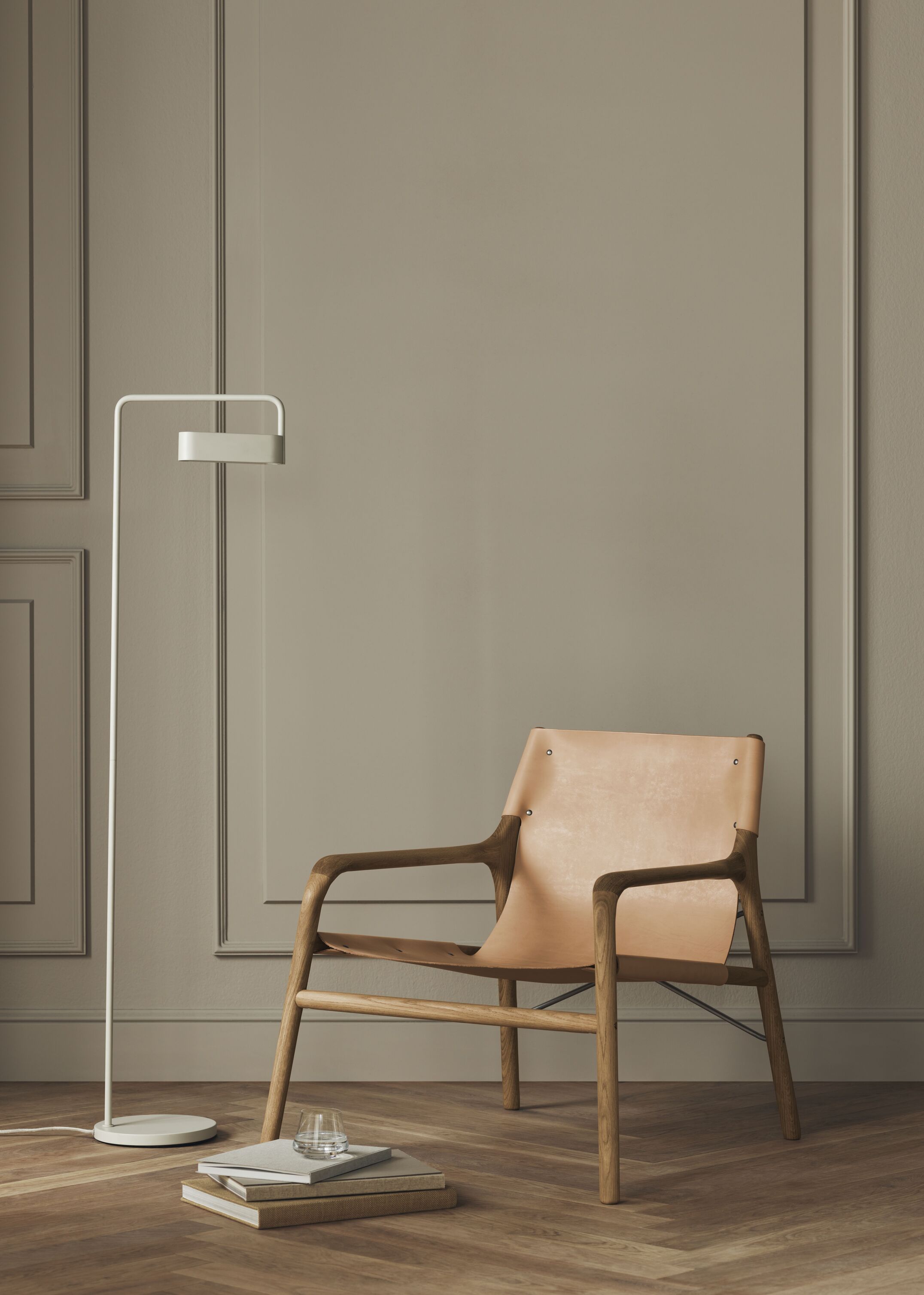 Fotel SOUL béžový s dubovou základňou