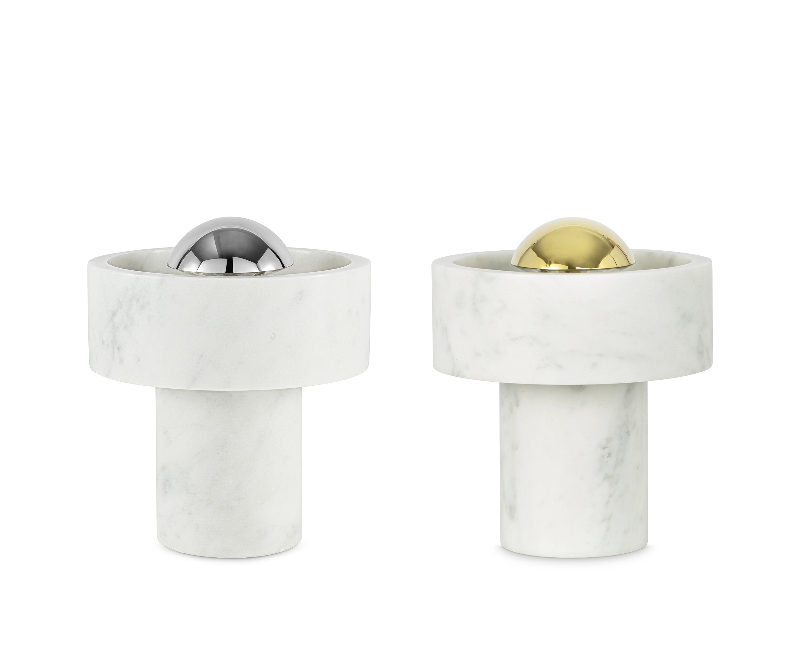 Portable lamp stone marble with golden finish