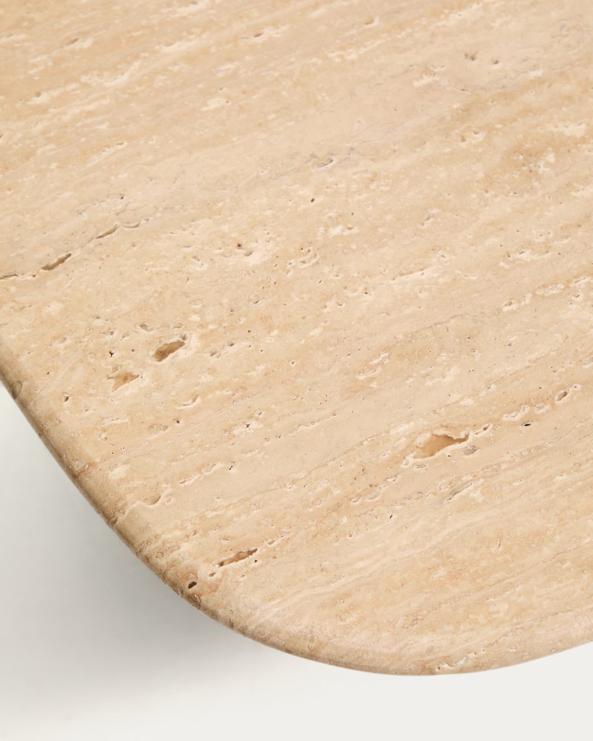 PIRITA Coffee Table in Travertine with Wooden Base