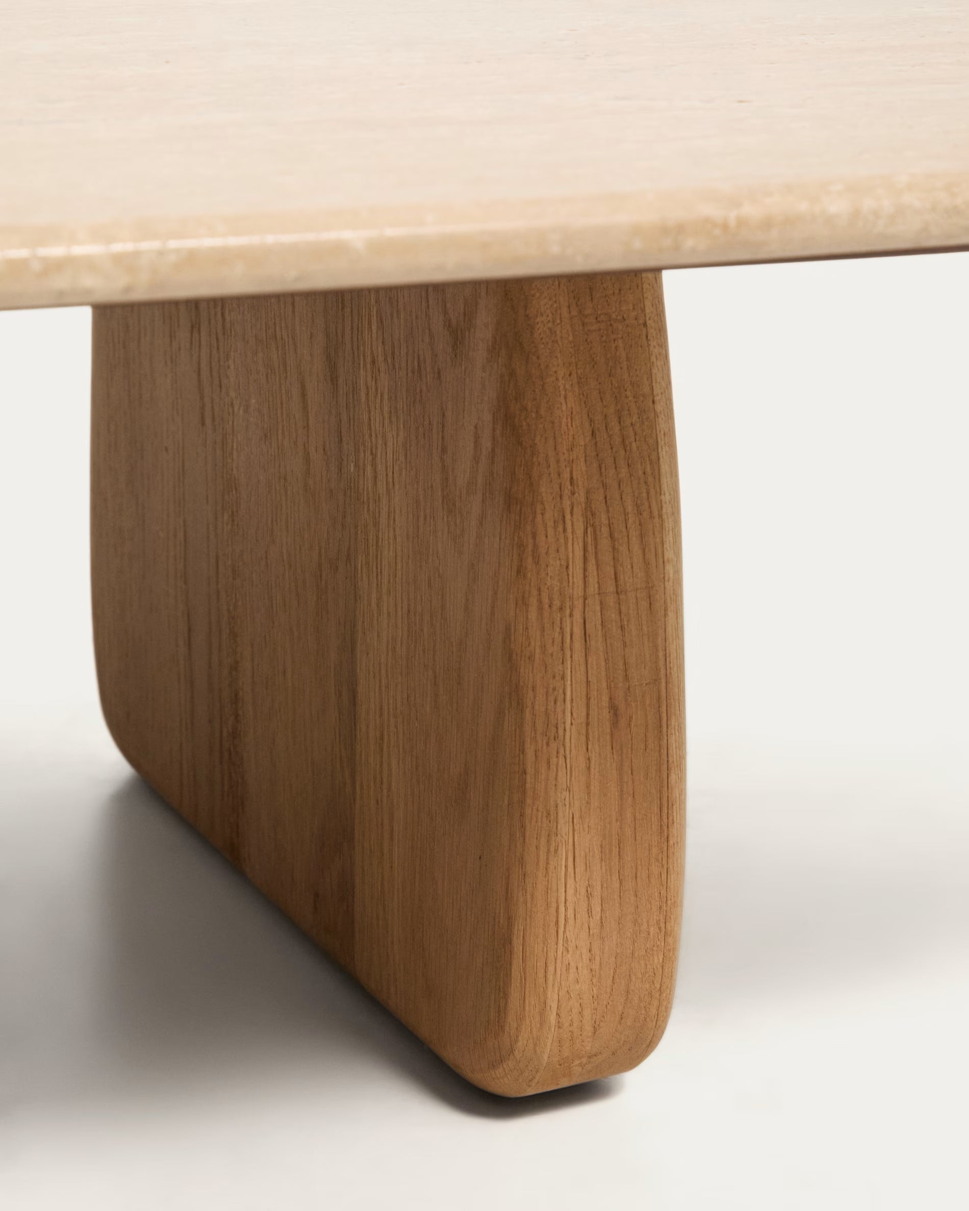 PIRITA Coffee Table in Travertine with Wooden Base