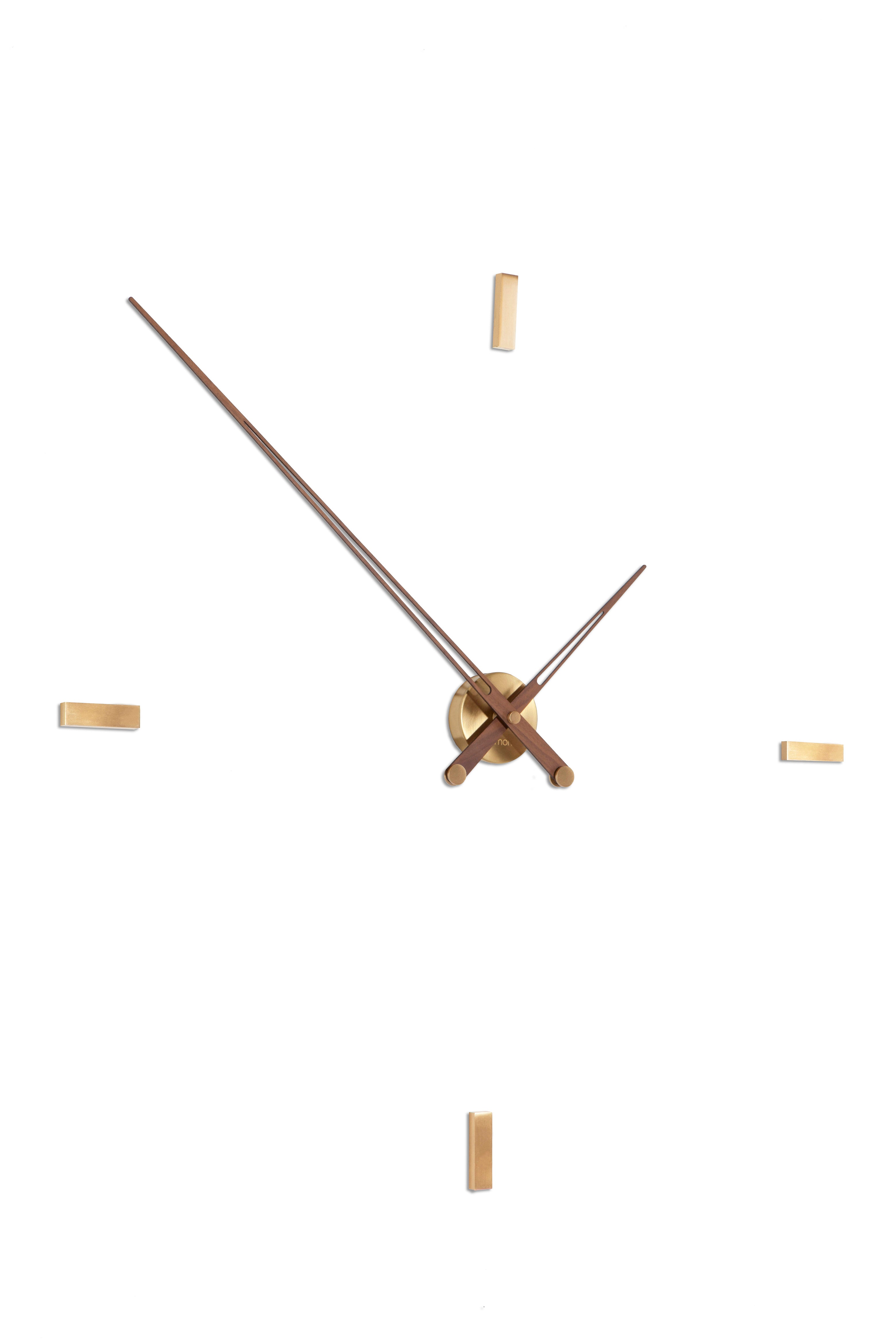 Wall clock TACON walnut wood with brass finish