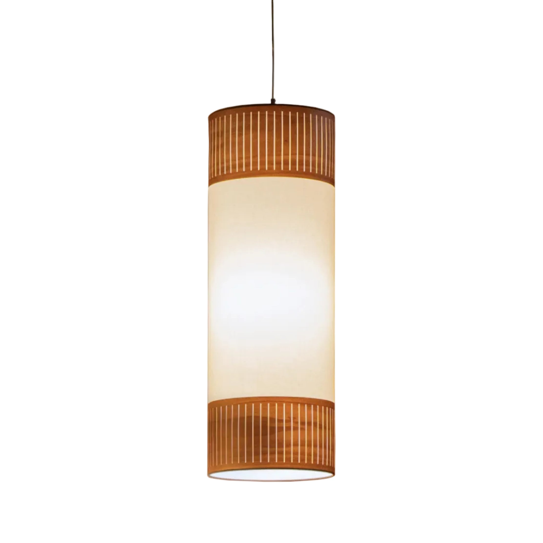 TAMIZ Pendant Lamp in White with Walnut Wood