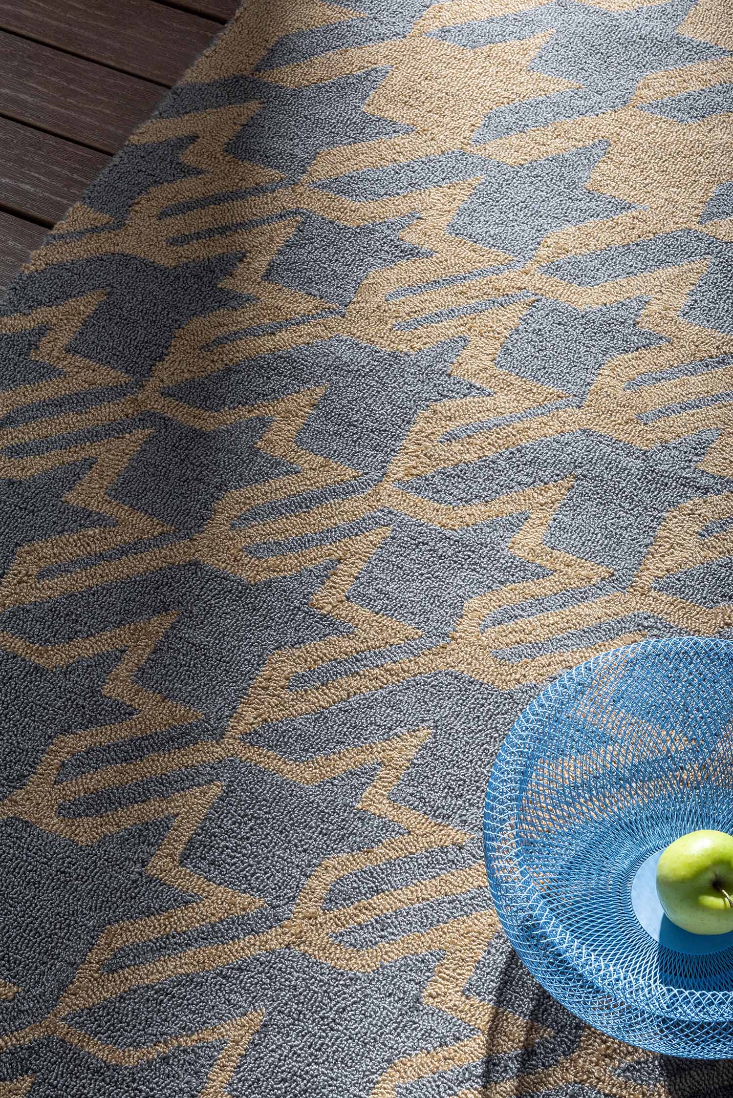 Vonkajší koberec HOUNDSTOOTH WASHED modro-bežový