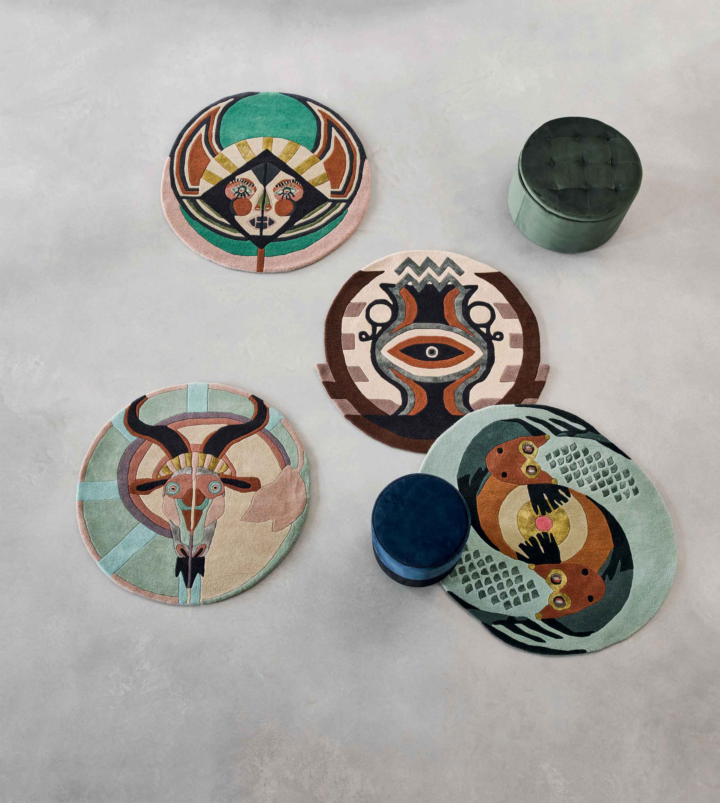 Kruhový koberec ZODIAC PANNY bežovo-zelený