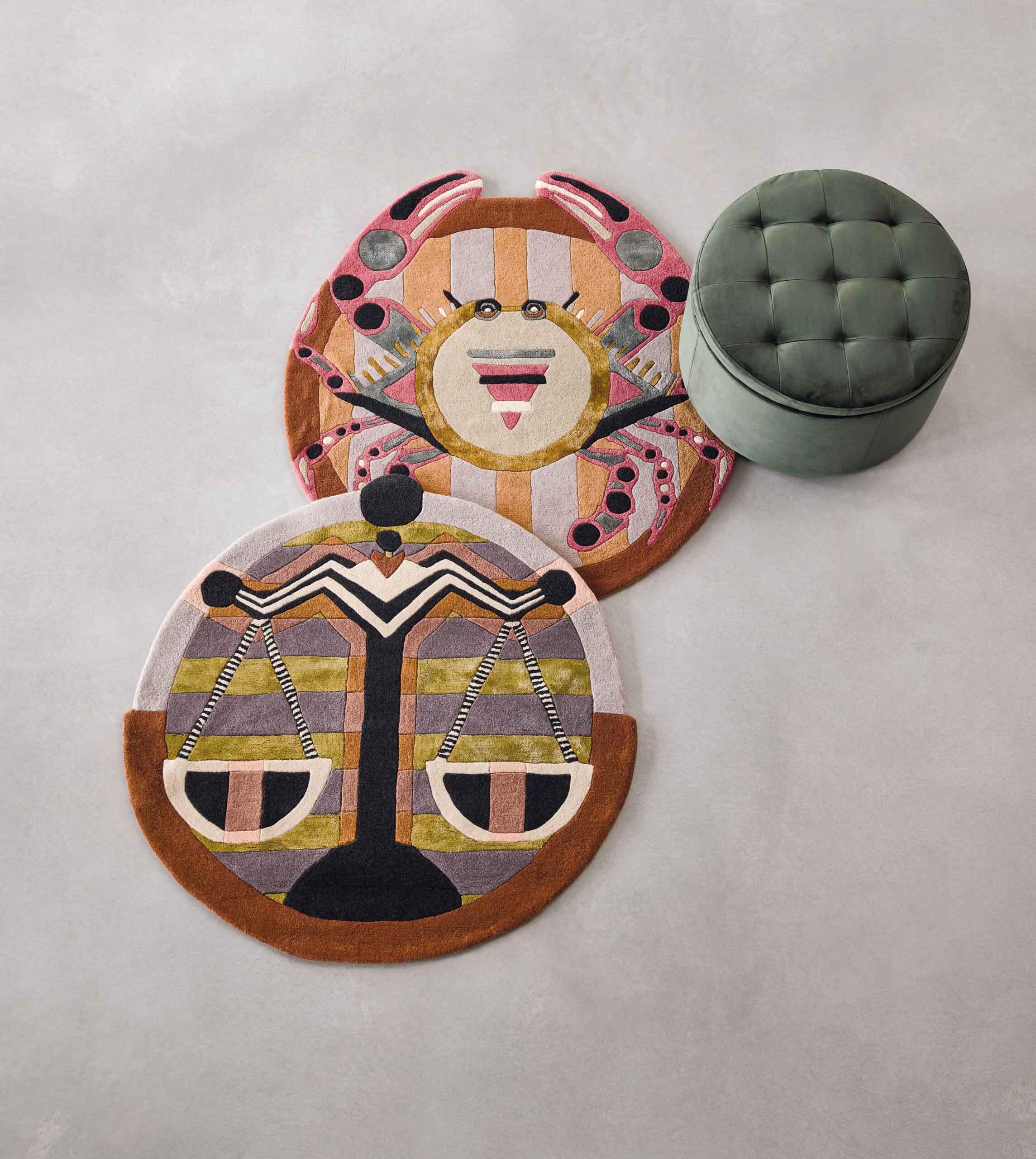 Kruhový koberec ZODIAC LIBRA levanduľovo-hnedý