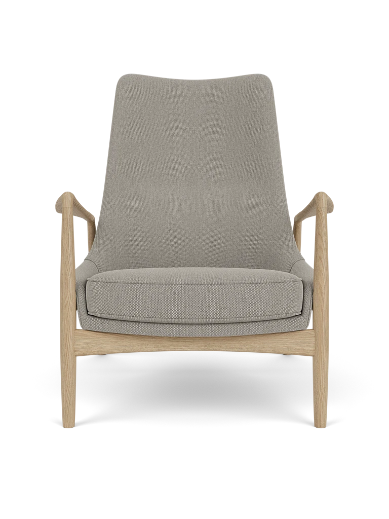THE SEAL high-back armchair gray with oak base