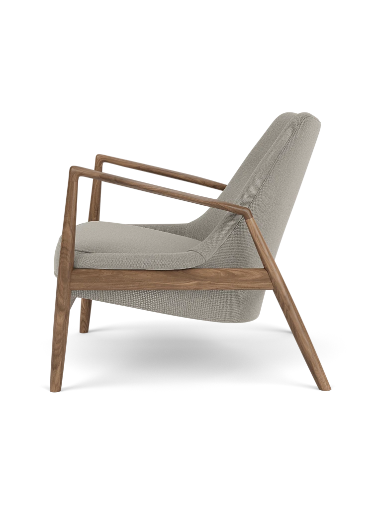 Fotel THE SEAL šedý s orechovým podstavcom