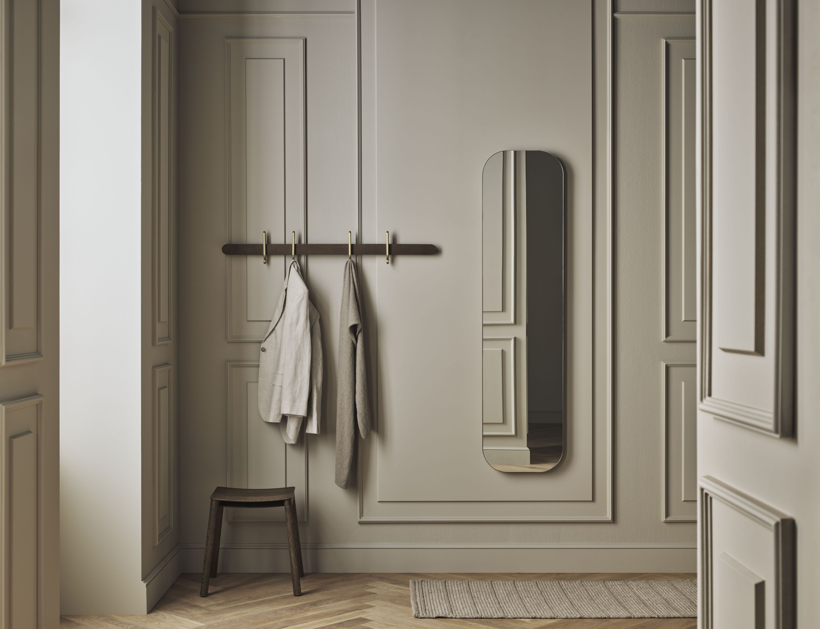 Lustro obdĺžnikové VALA rám z tmavého dubového dyhy