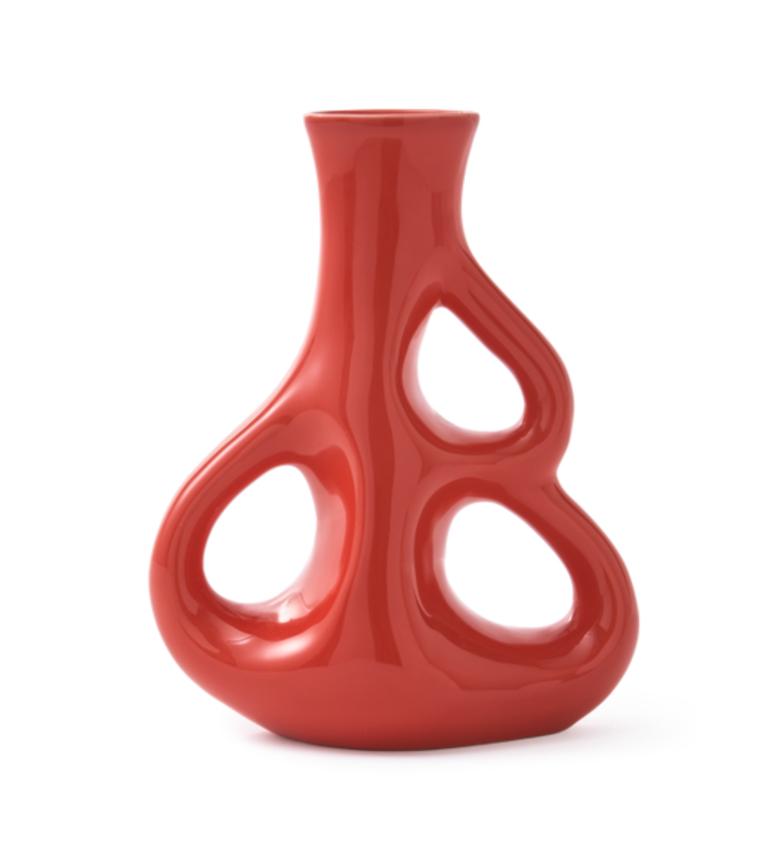 THREE EARS coral red vase