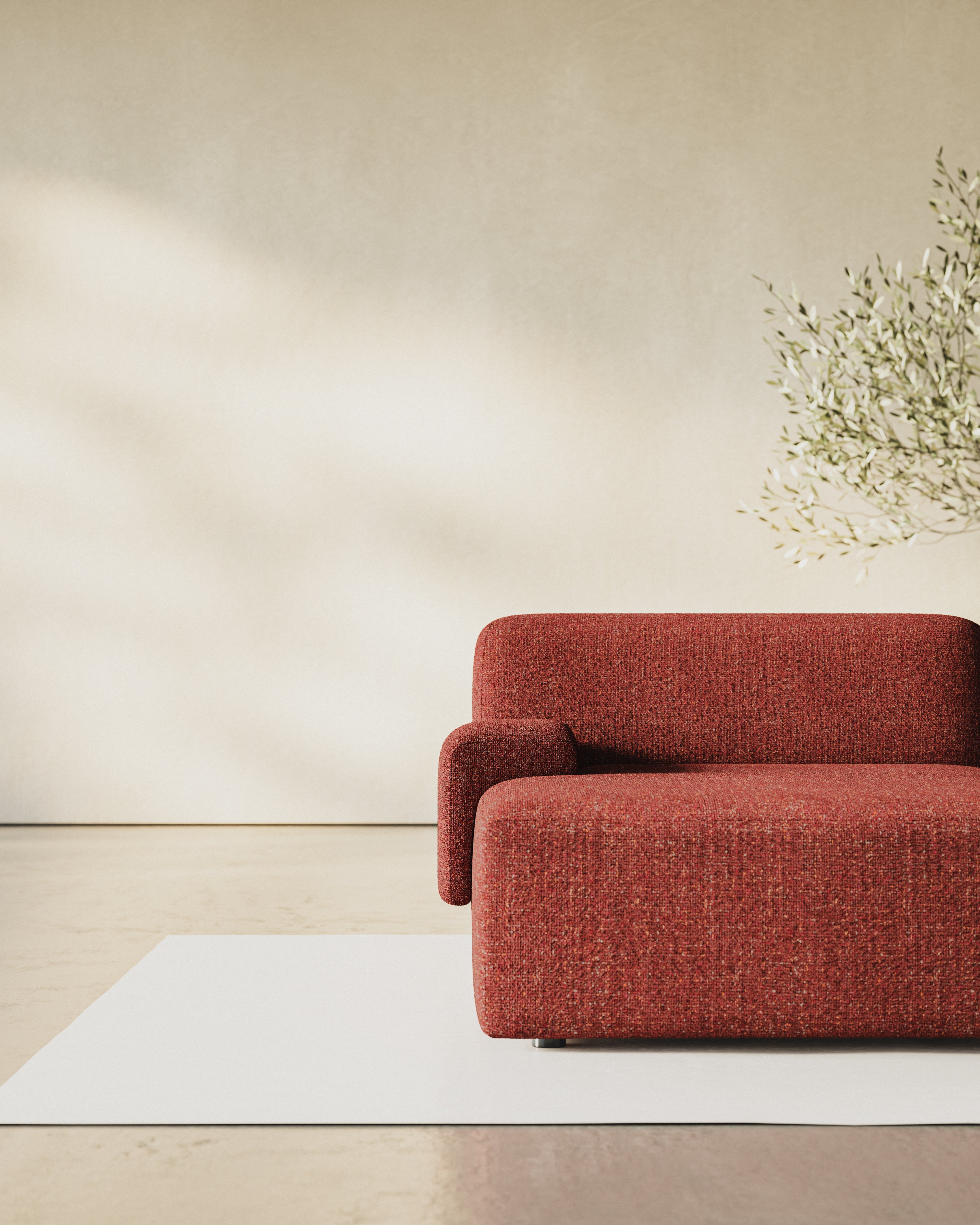 Modular corner sofa for 3 people UMI chestnut red