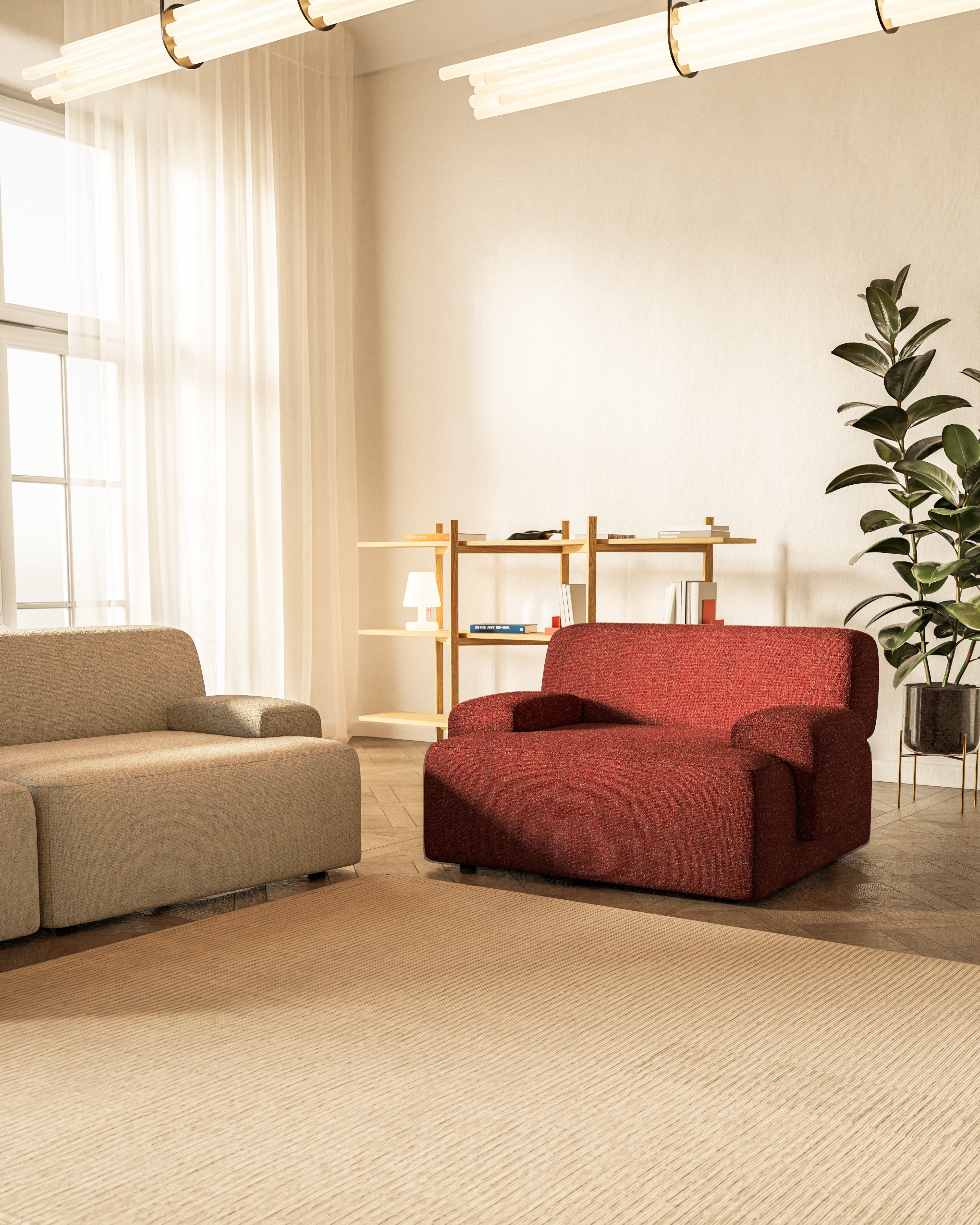 Fotel UMI gaštanovo červený