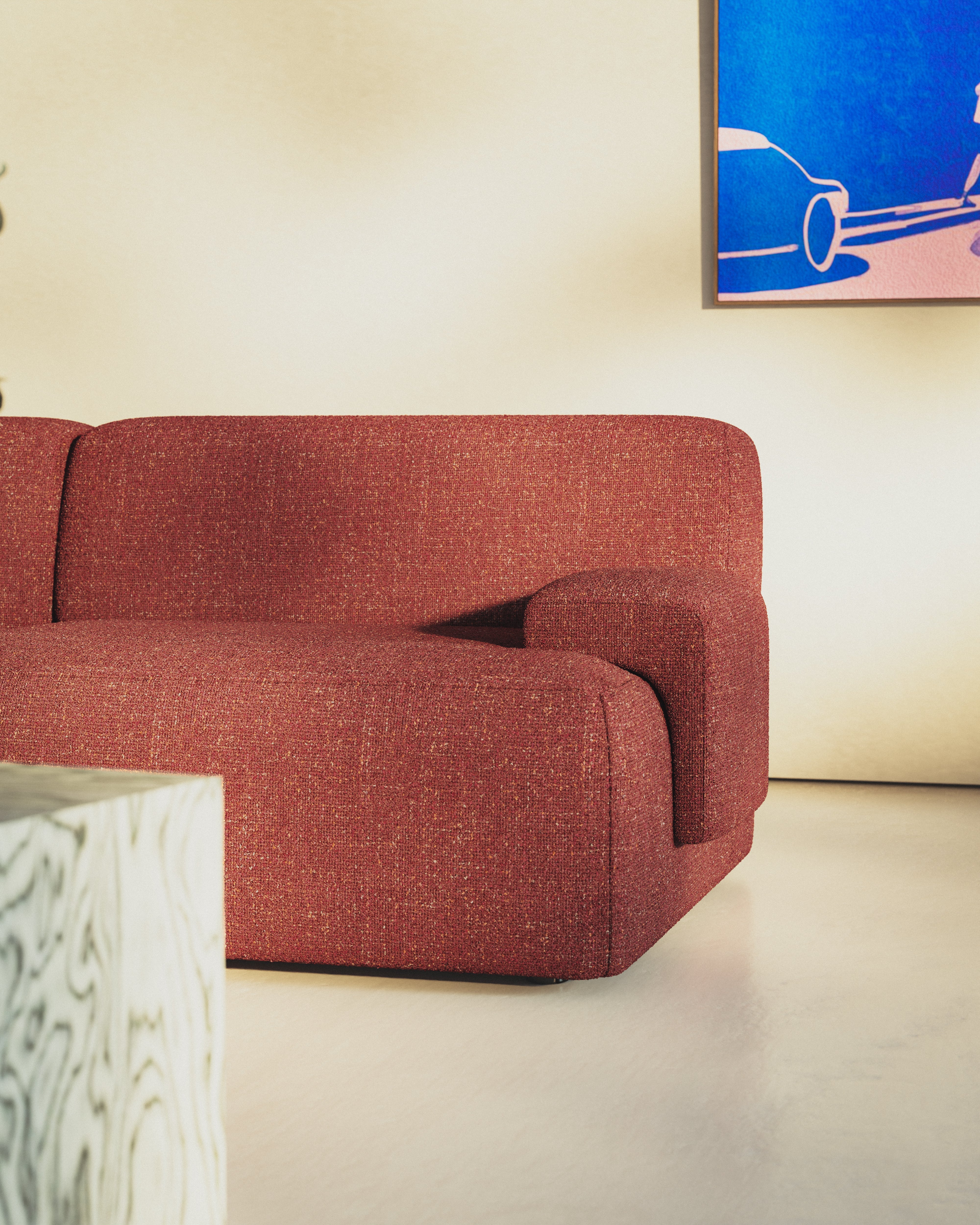 Modulárna pohovka pre 2 osoby UMI gaštanovo červená