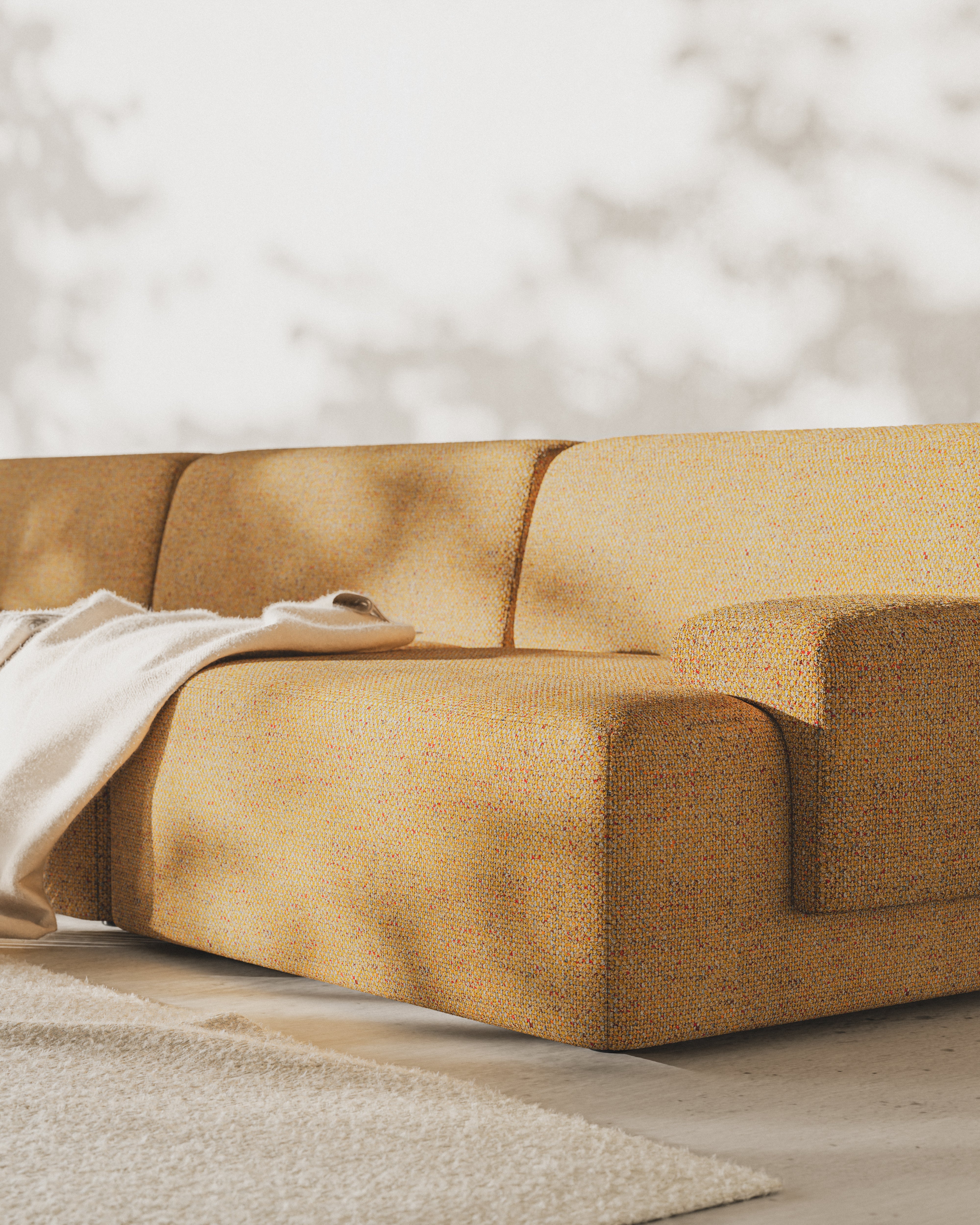 Modulárny rohový gauč pre 3 osoby UMI jesenná oranžová