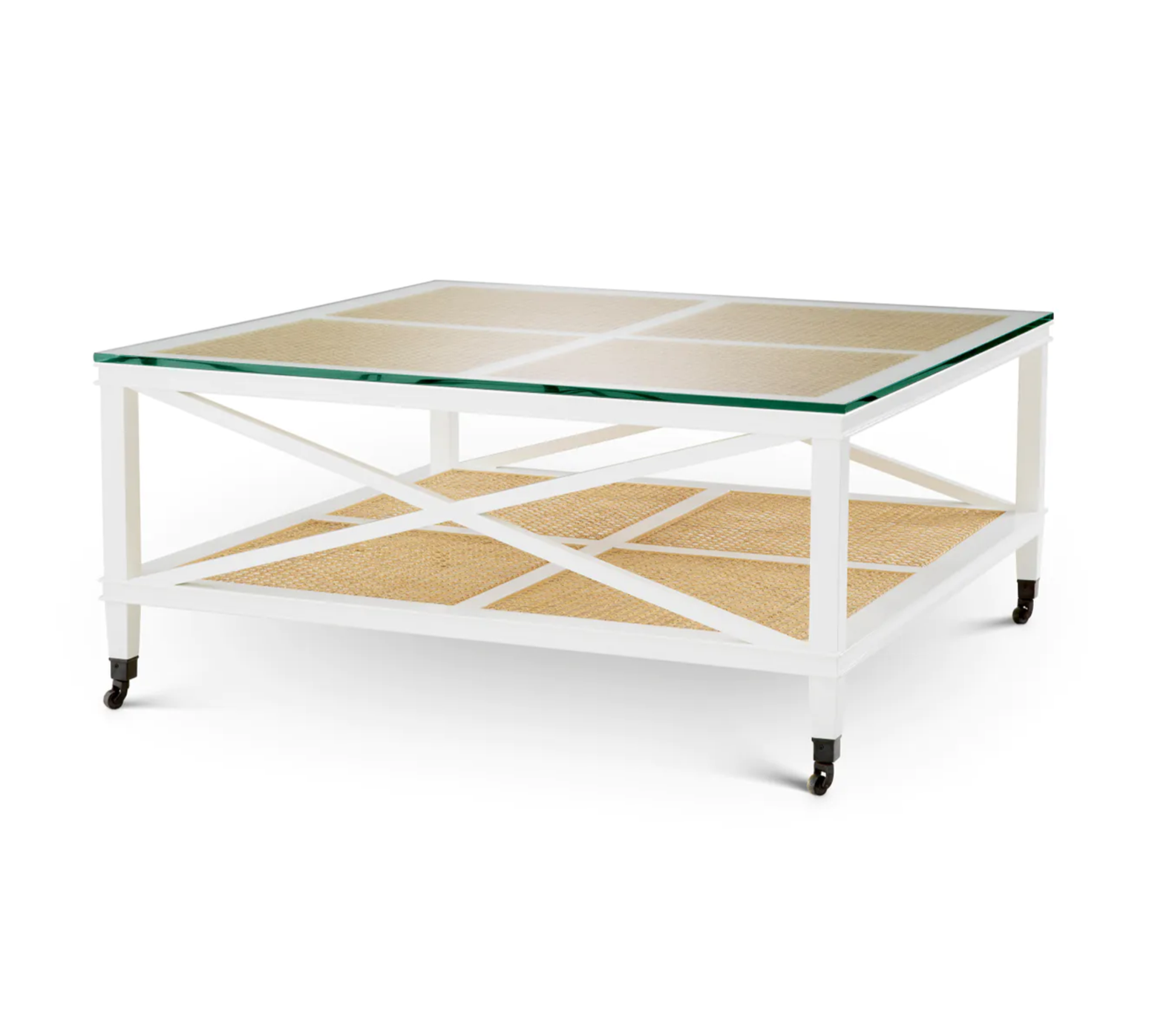 Kávový stolík BAHAMAS z ratanu s bielym podstavcom