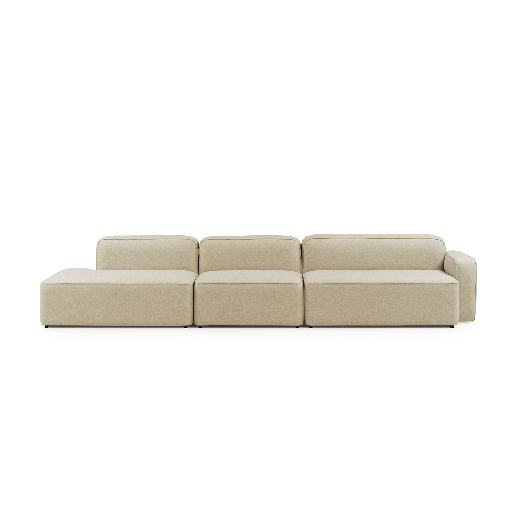 3-person modular sofa open right-sided upholstered ropes