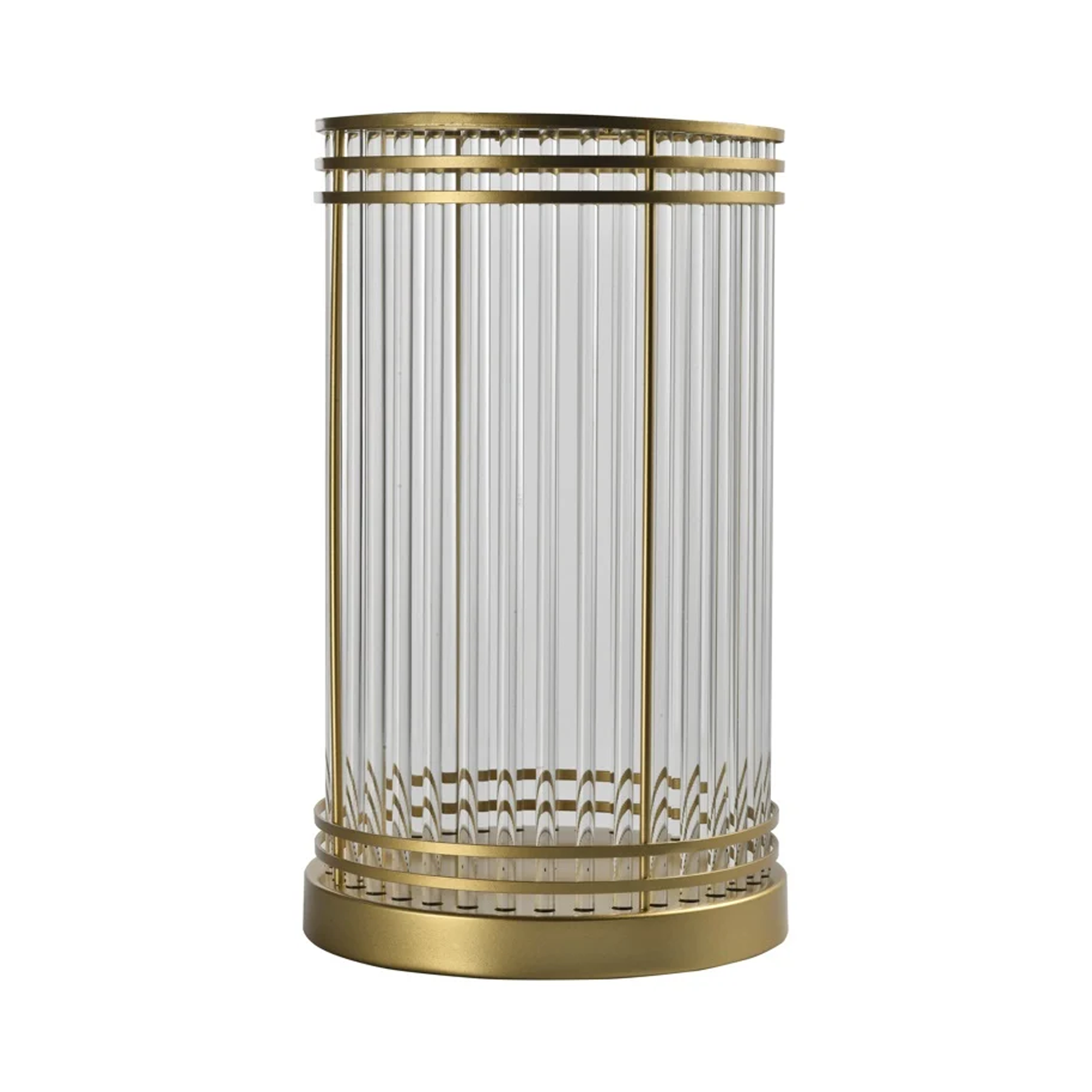 Svietnik DYARA z priehľadného skla so zlatým dekorom