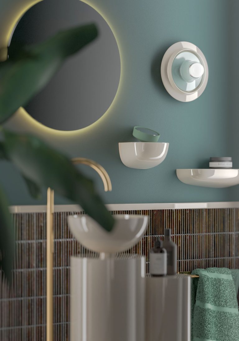 Kinkiet ceramiczny VOILÀ kremowy z błękitnym