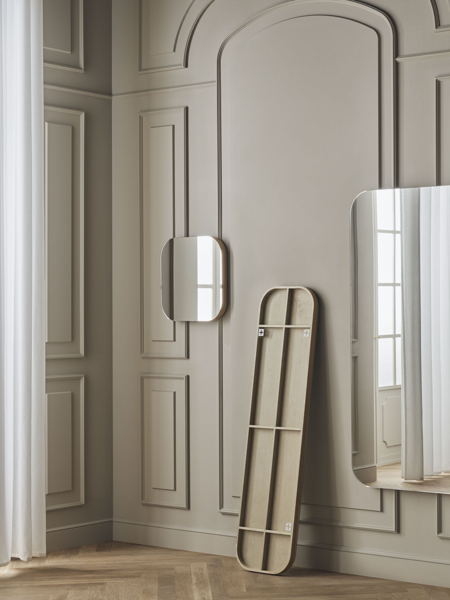 Lustro obdĺžnikové VALA rám z tmavého dubového dyhy