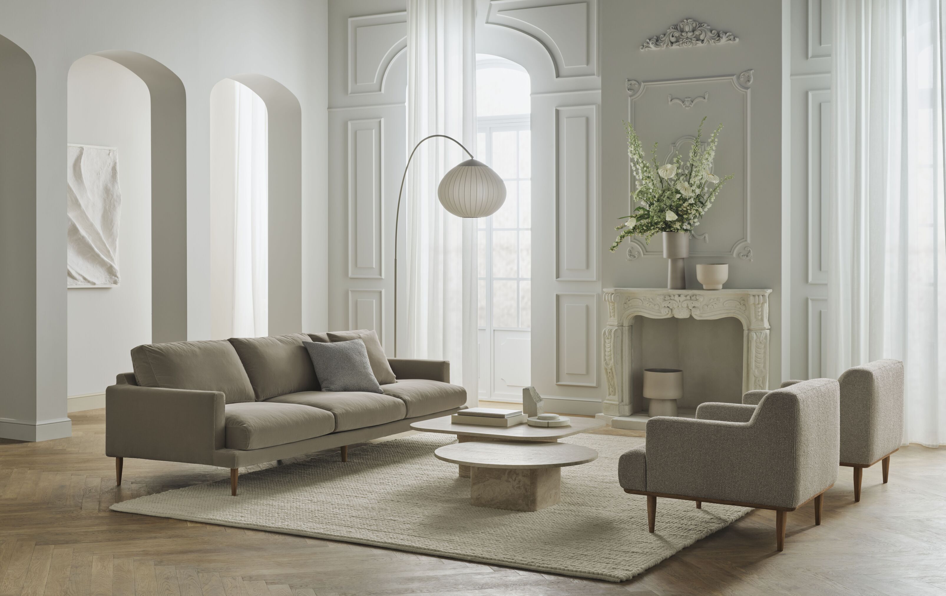 Sofa 3-osobová VENEDA SLIM bielená podstava