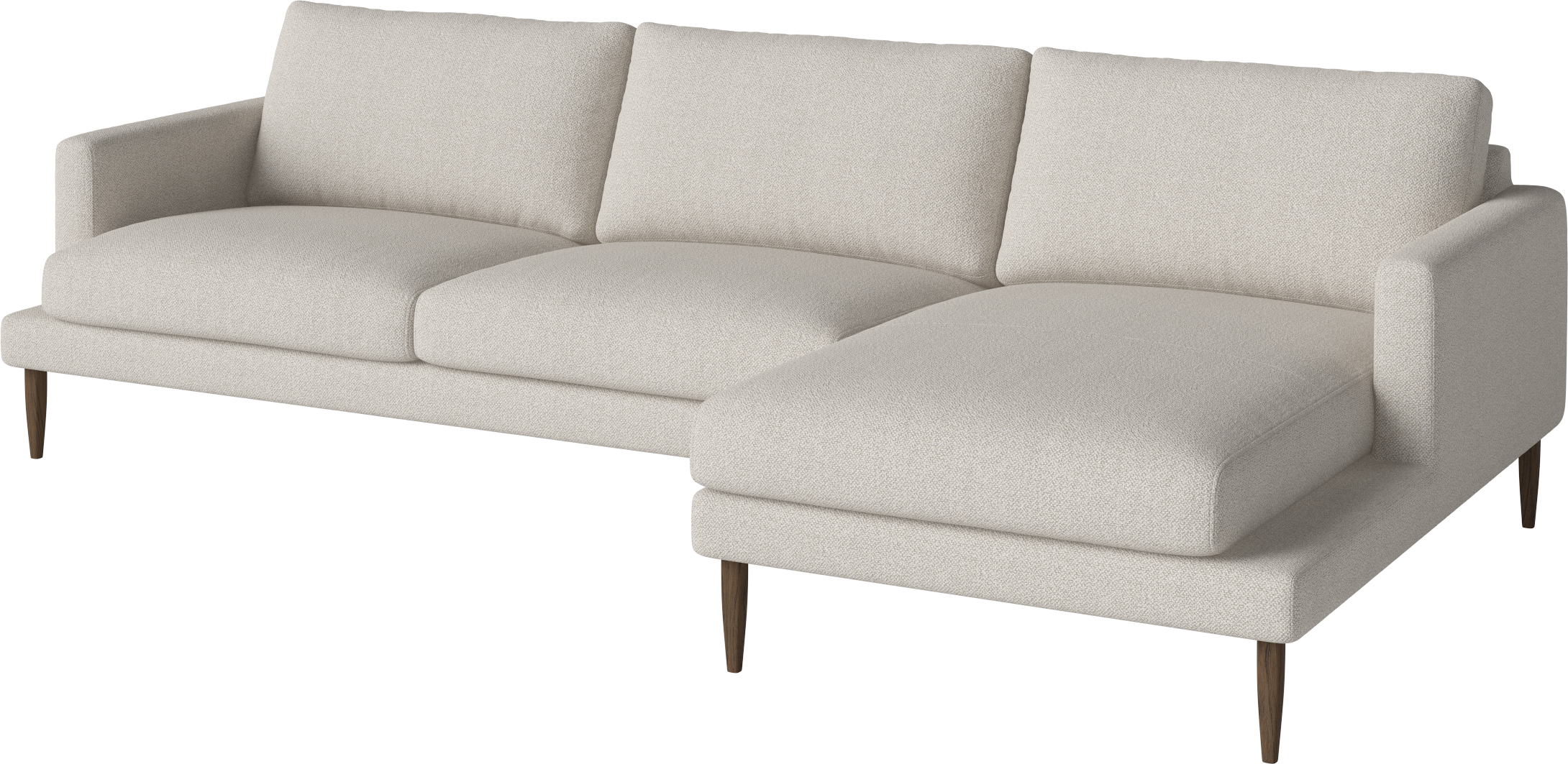 Pravostranný rohový gauč VENEDA SLIM s tmavým dubovým podstavcom