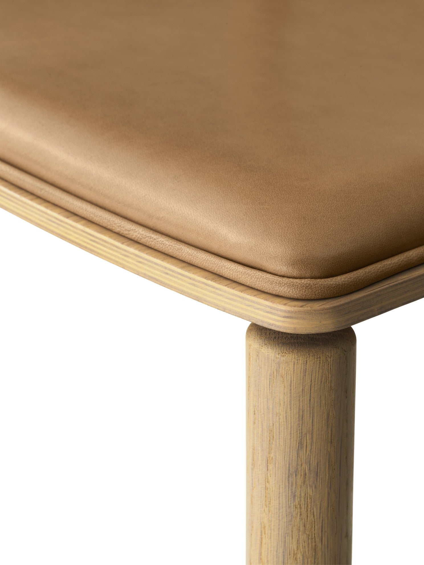 CABIN Chair in Caramel Leather with Light Oak Base