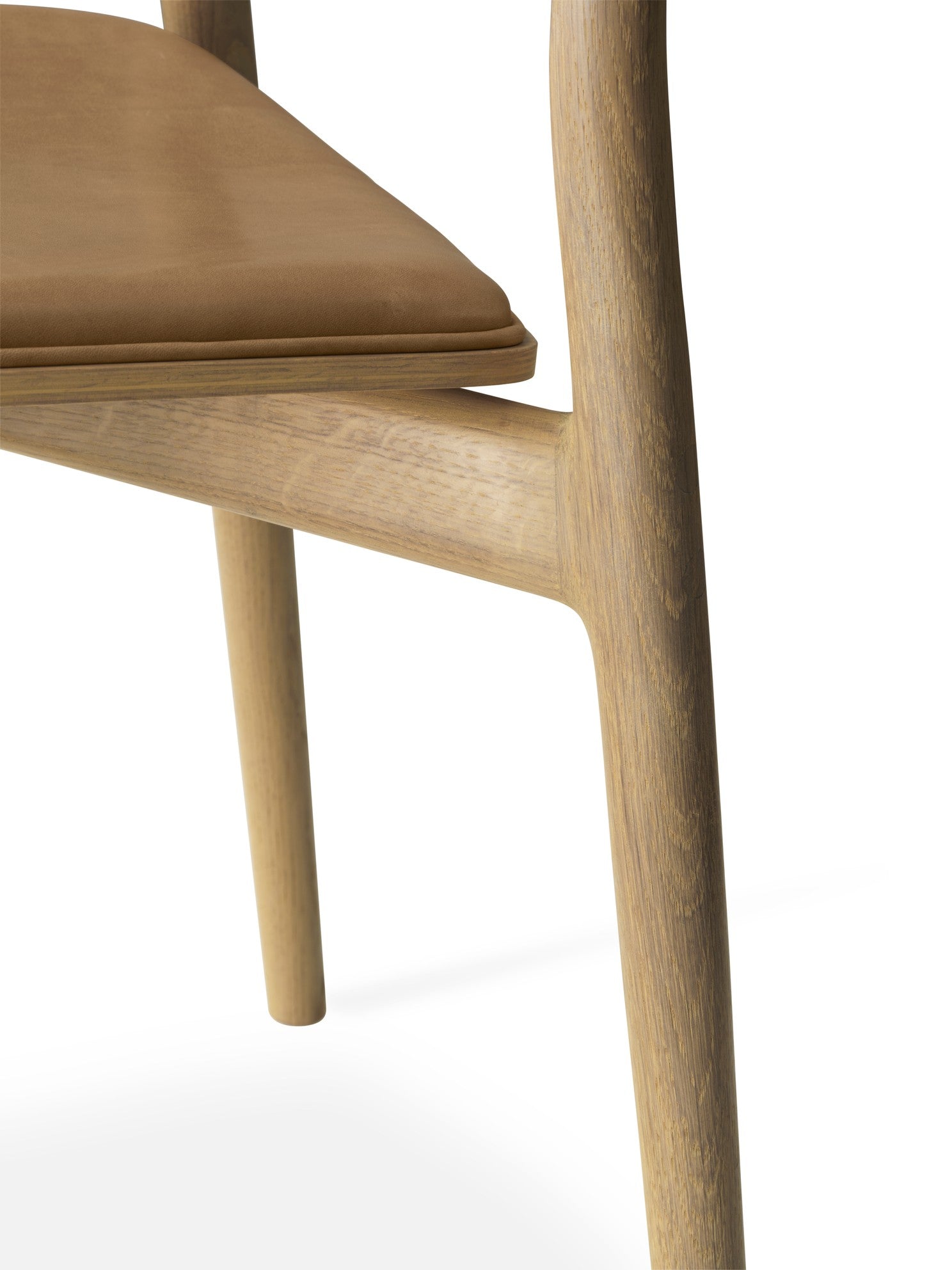 CABIN Chair in Caramel Leather with Light Oak Base